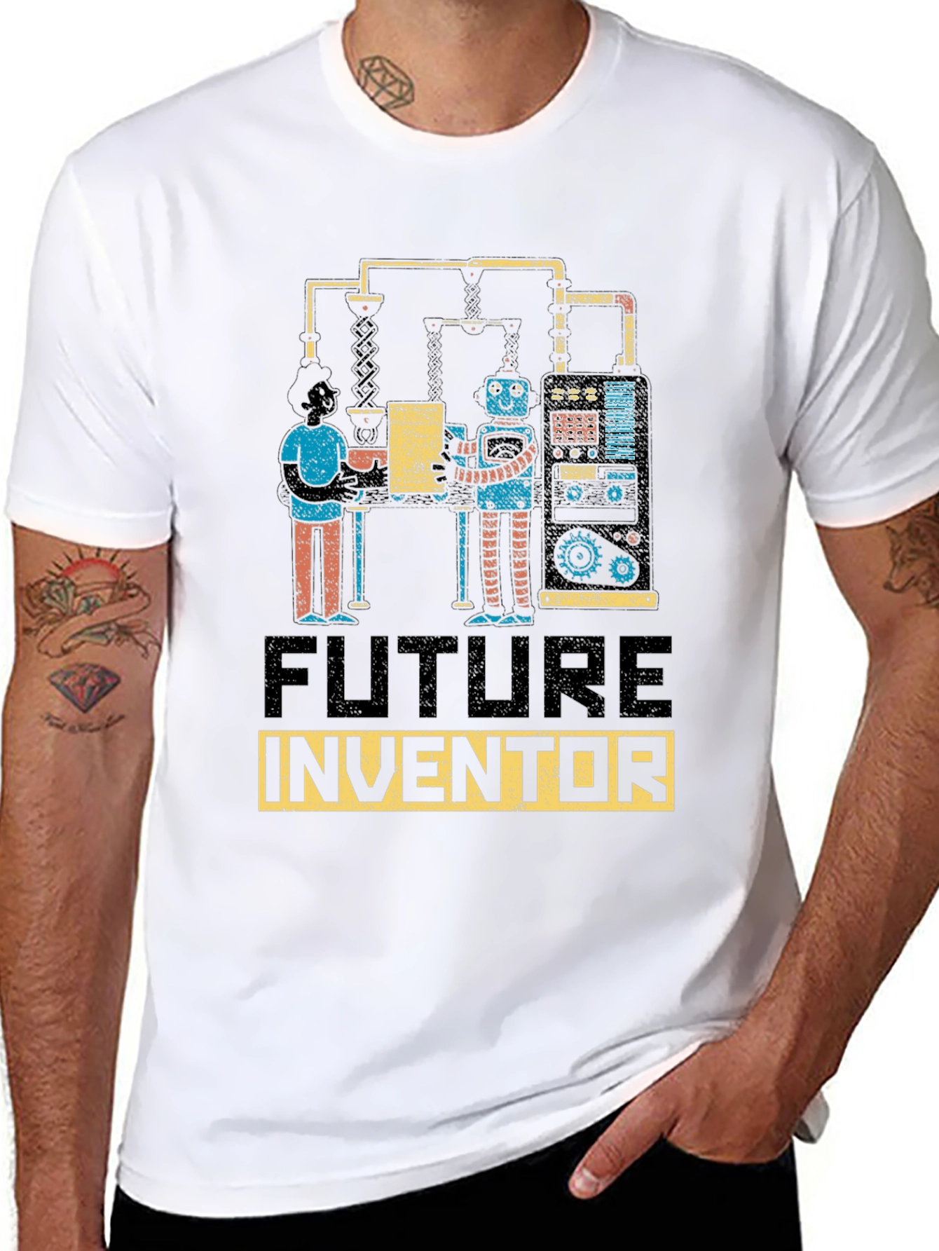 Black Future Inventor Graphic T-Shirt view 8