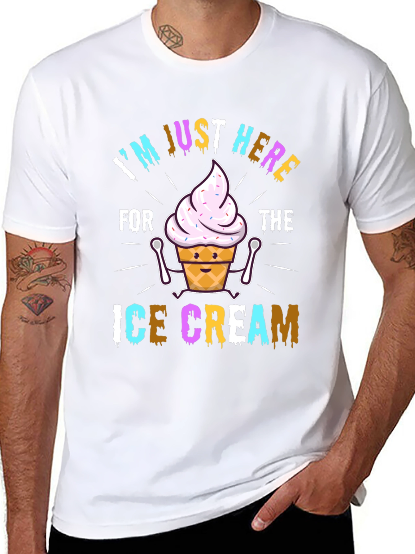 Black I'm Just Here For The Ice Cream Graphic T-Shirt view 8