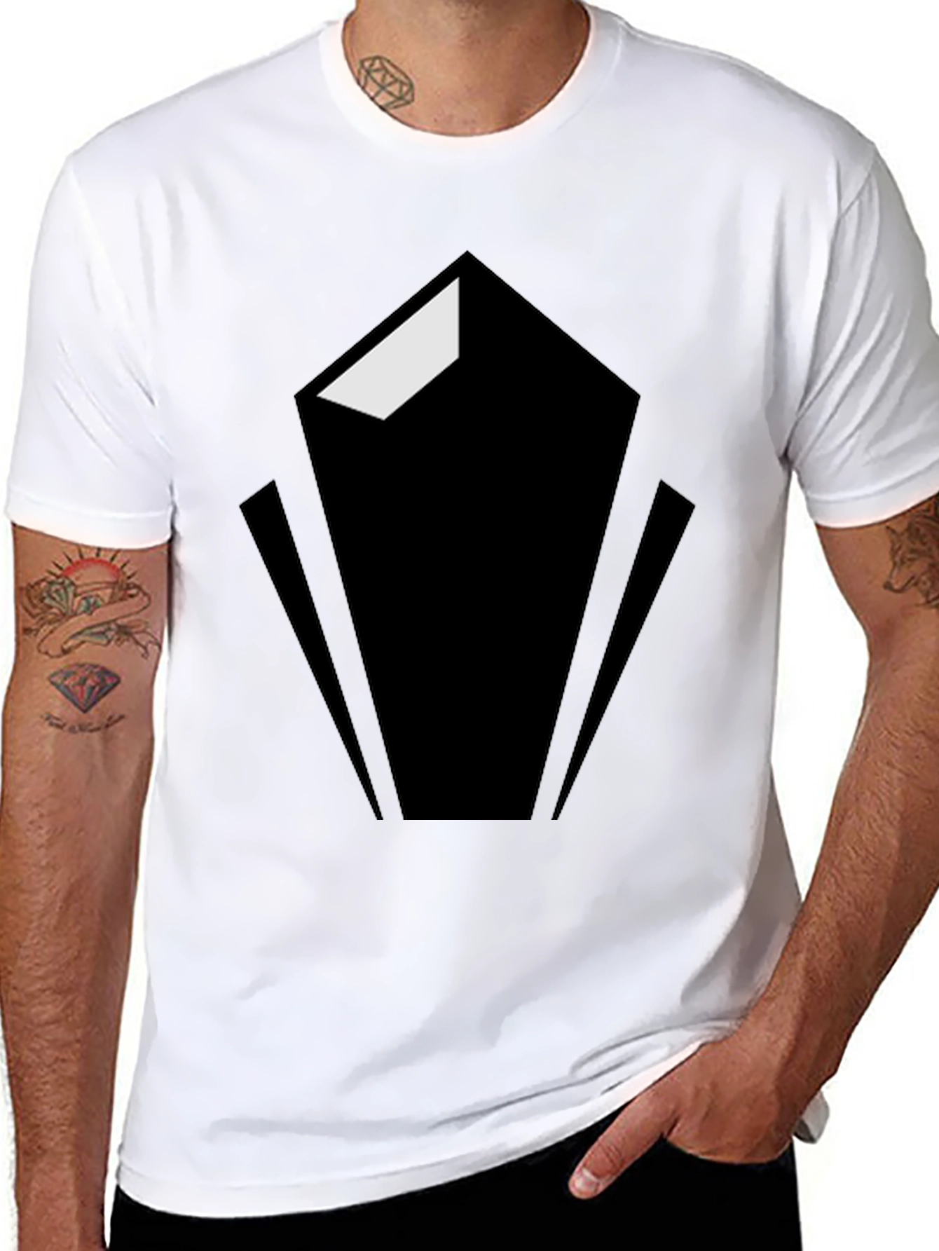 Black Geometric Graphic Tee - Modern Black Shirt view 8