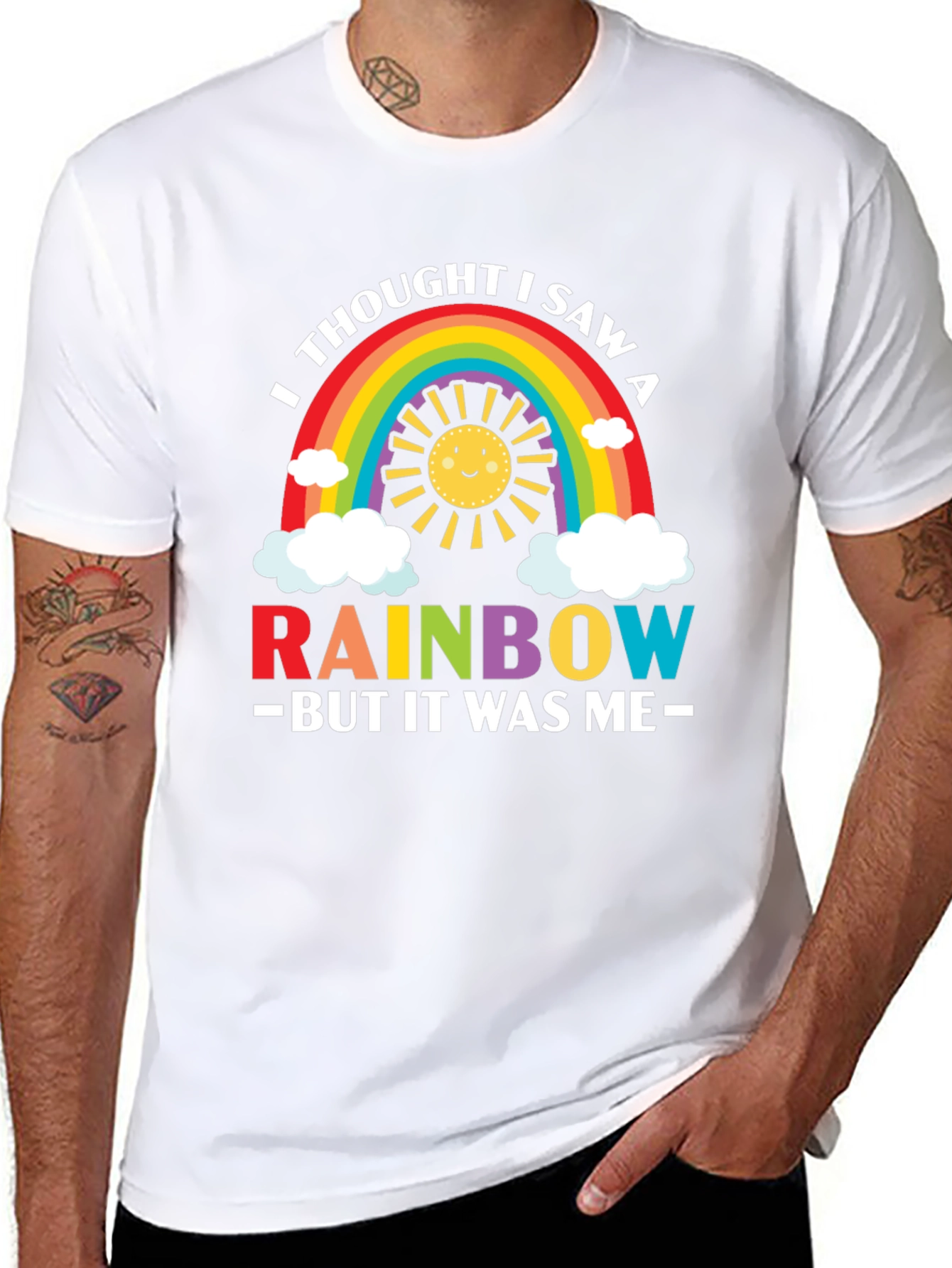 Black Rainbow Graphic Tee - Funny & Cute Men's T-Shirt view 8