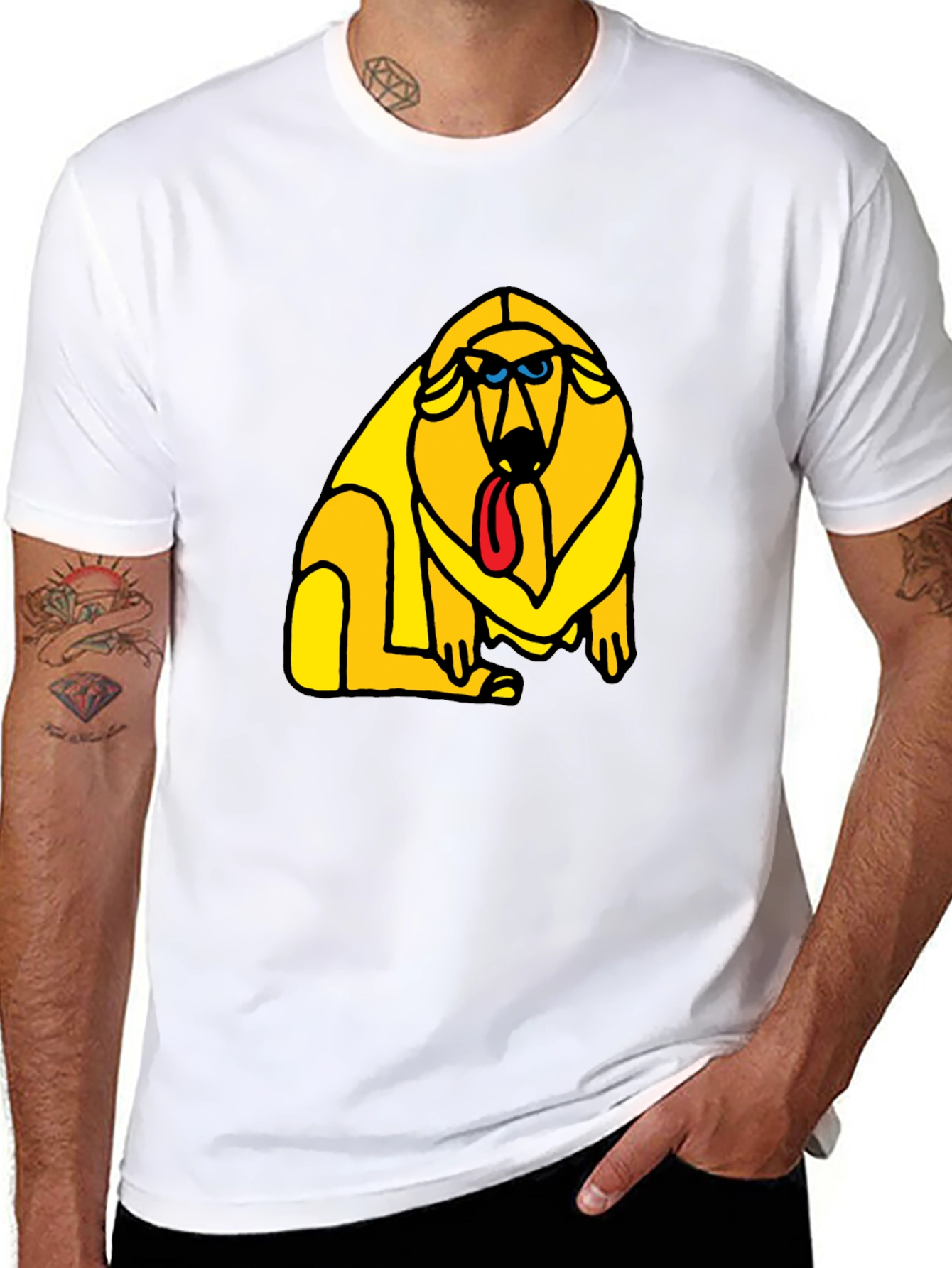 Black Funky Dog Graphic Tee - Black Cotton T-Shirt view 8