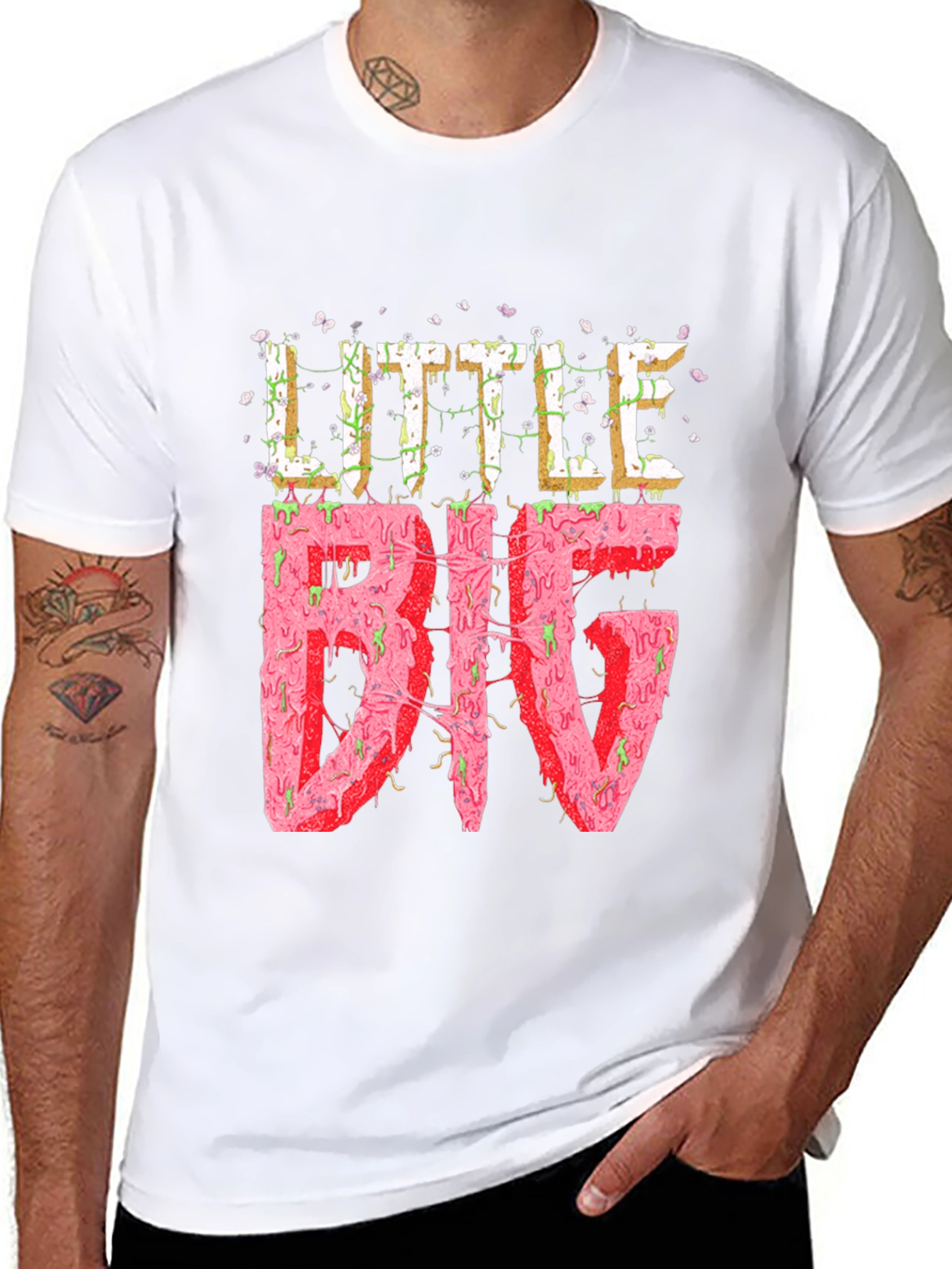 Black Little Big Graphic Tee - Black Cotton Blend view 8
