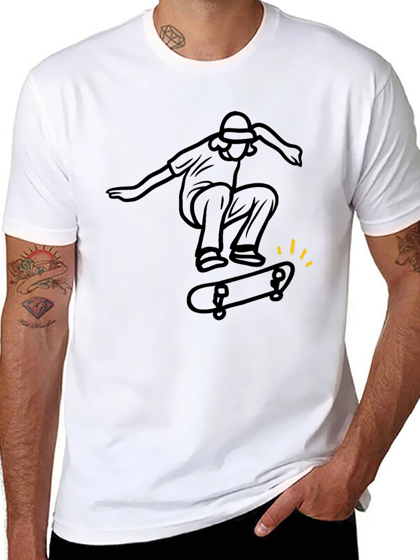 Black Skateboarding T-Shirt - Black Graphic Tee view 8