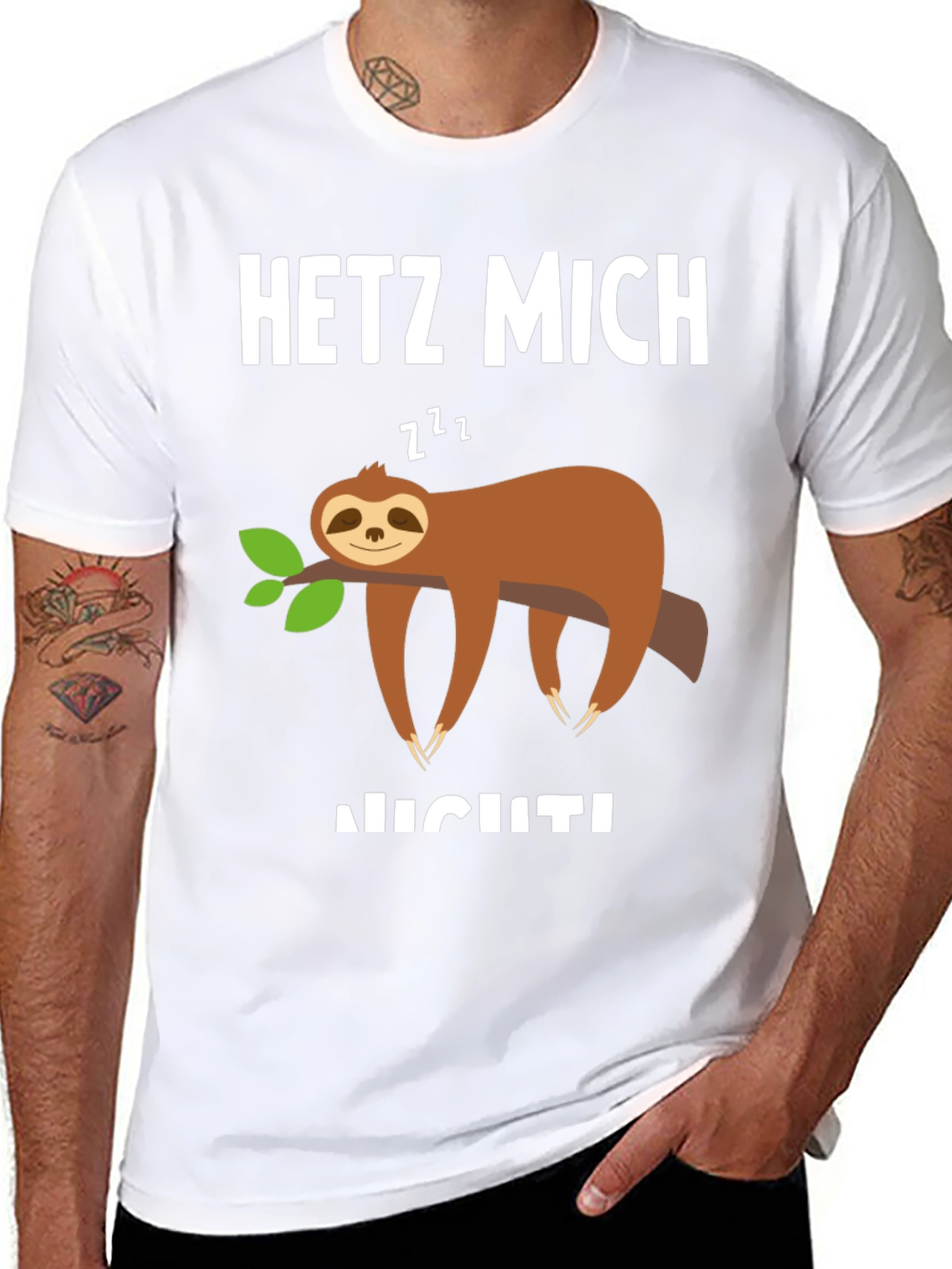 Black Sloth Graphic T-Shirt - 'Hetz Mich Nicht' - Unisex view 8