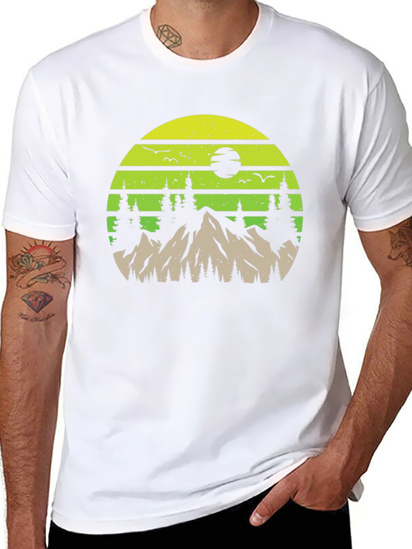 Black Nature Mountain Scene Graphic Tee view 8