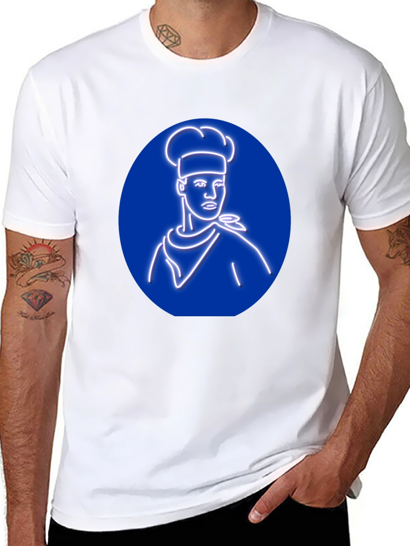 Black Chef Graphic Tee - Unique Neon Design, Black T-Shirt view 8
