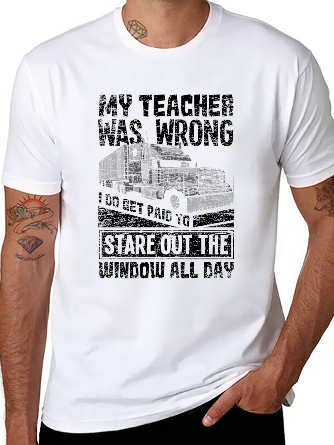 Black Trucker T-Shirt - My Teacher Was Wrong view 8