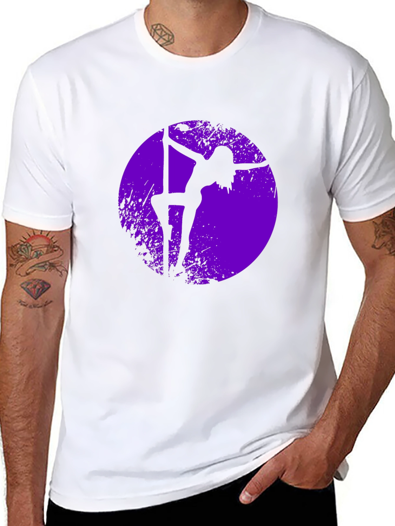 Black Pole Dancer Silhouette Graphic Tee - Black Cotton Shirt view 8