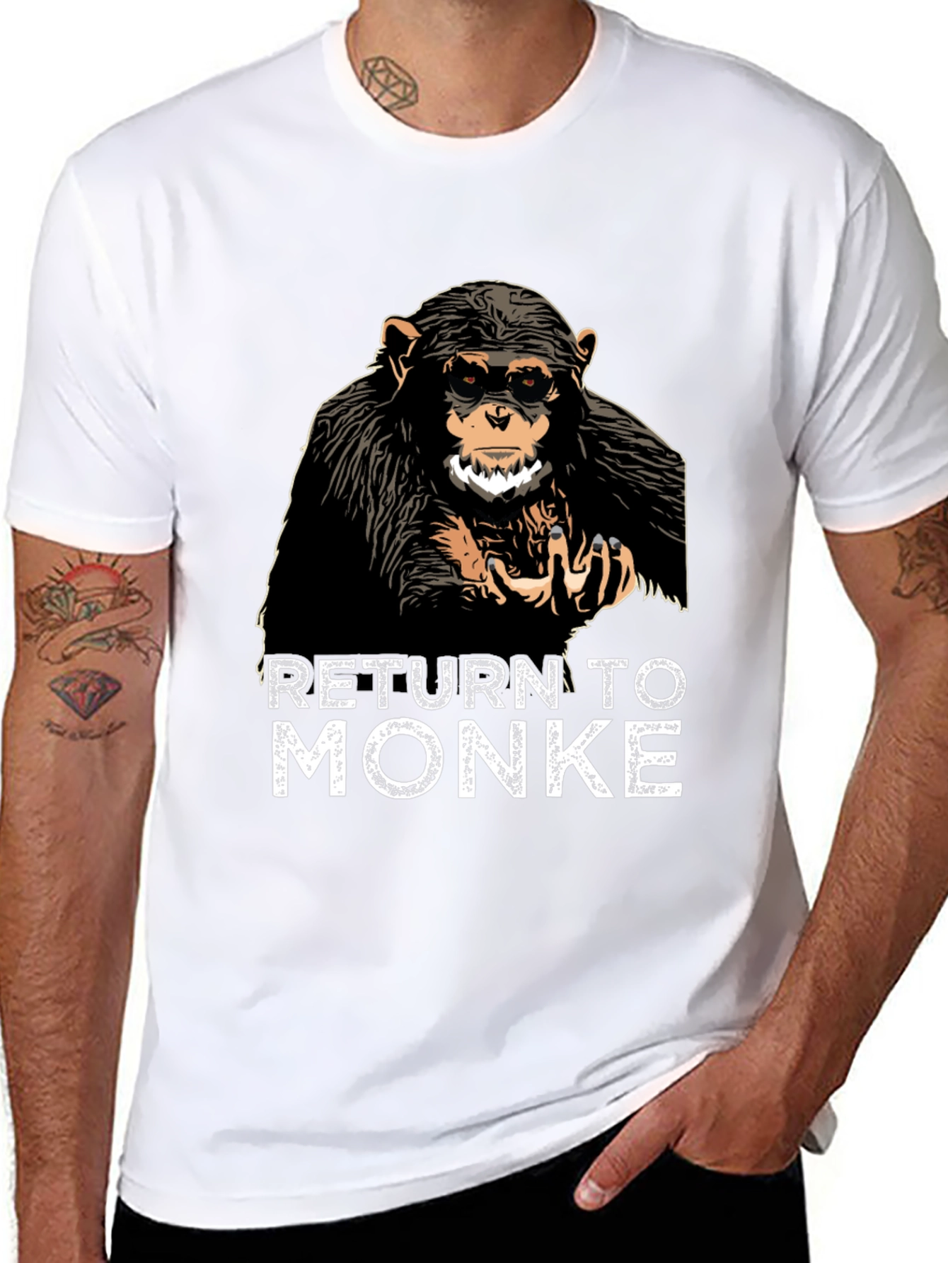 Black Return to Monke T-Shirt Funny Ape Tee view 8