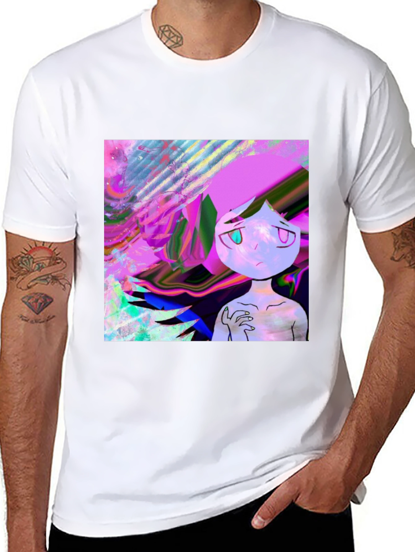 Black Abstract Art T-Shirt - Edgy Graphic Tee view 8