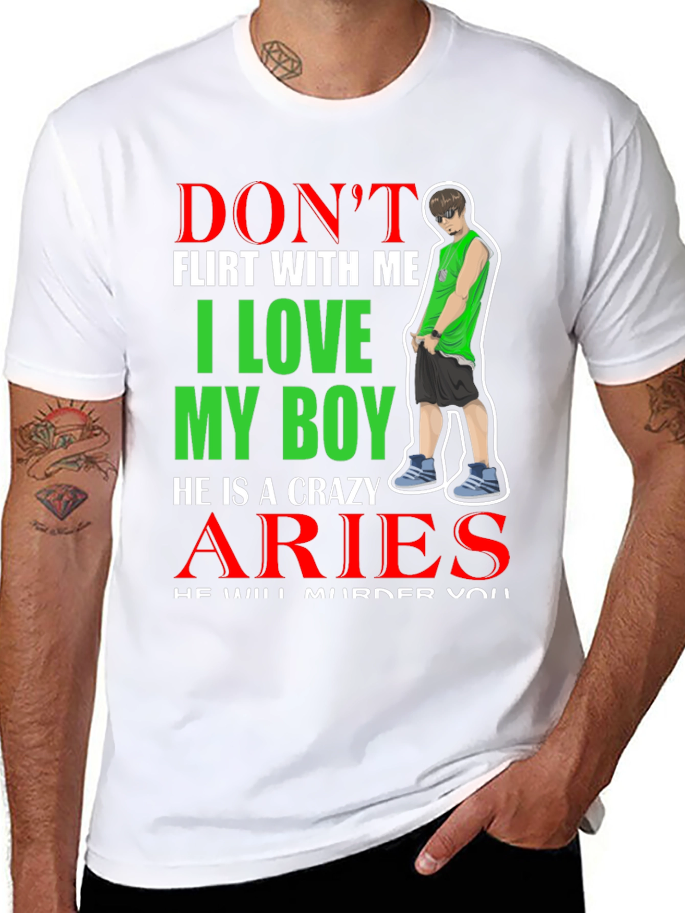 Black Don't Flirt With Me, Aries Boy T-Shirt view 8