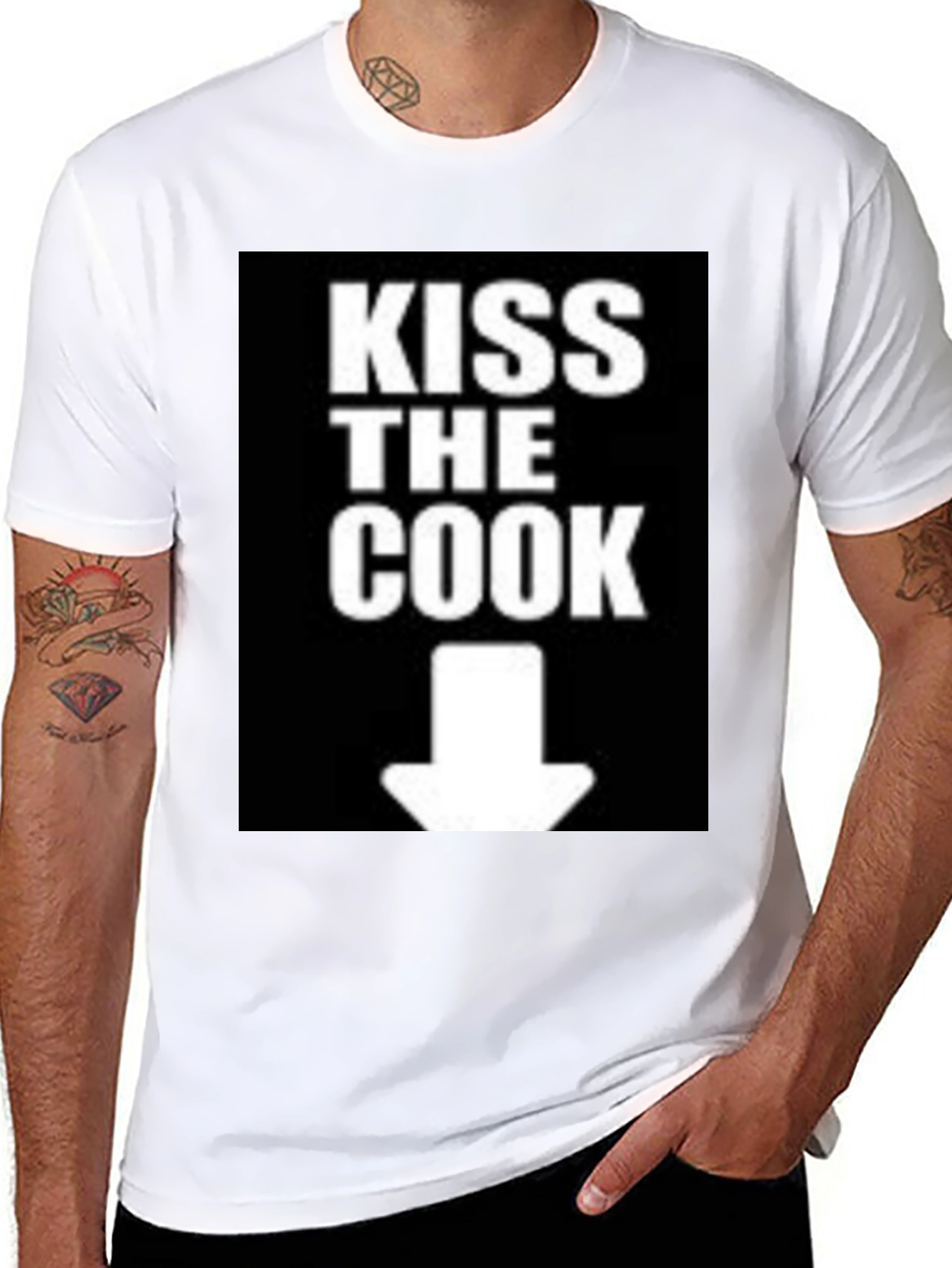 Black Kiss The Cook Novelty Graphic T-Shirt view 8