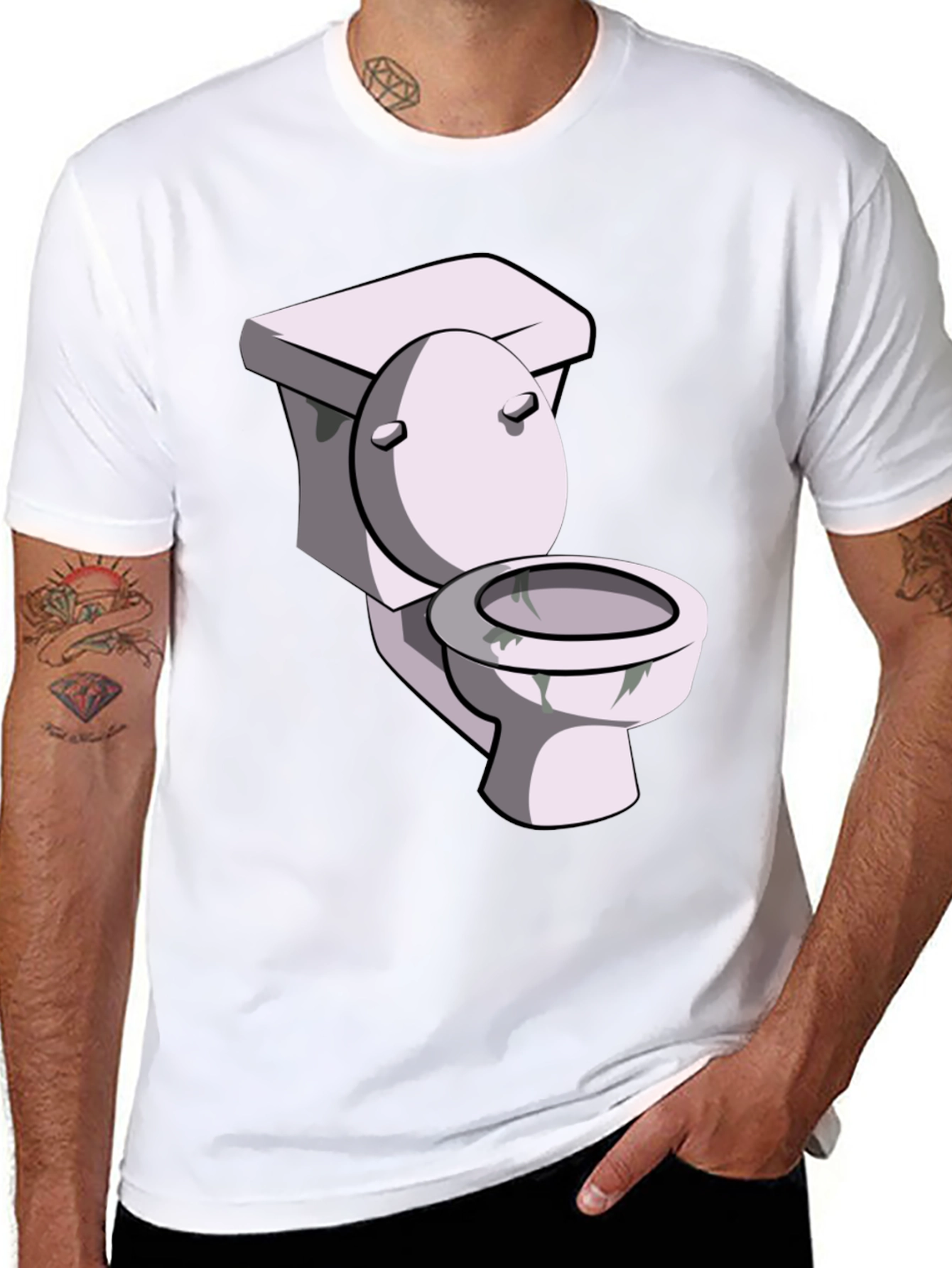 Black Toilet Humor Graphic Tee - Black Cotton T-Shirt view 8
