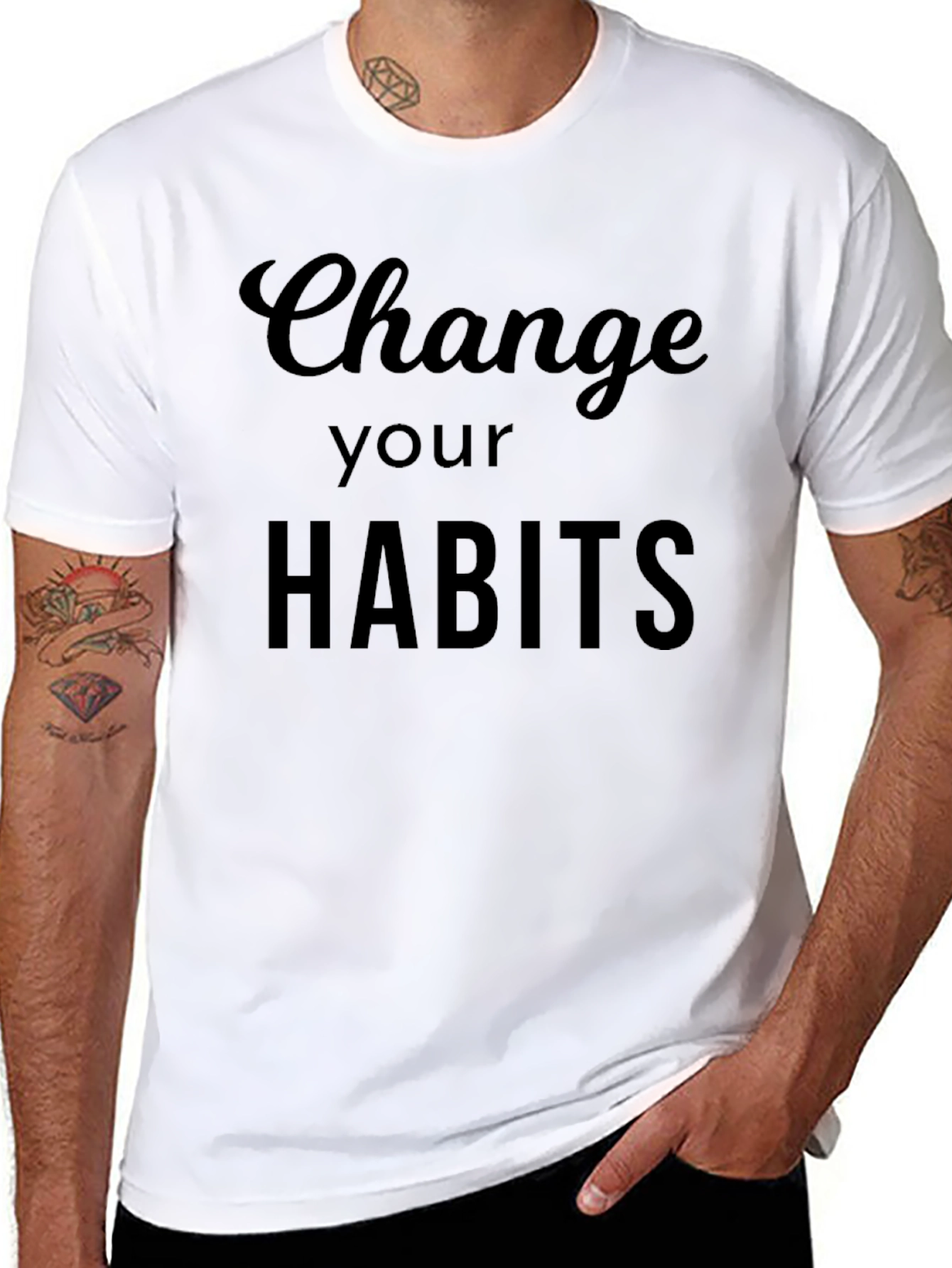 Black Change Your Habits Black Graphic Tee view 8
