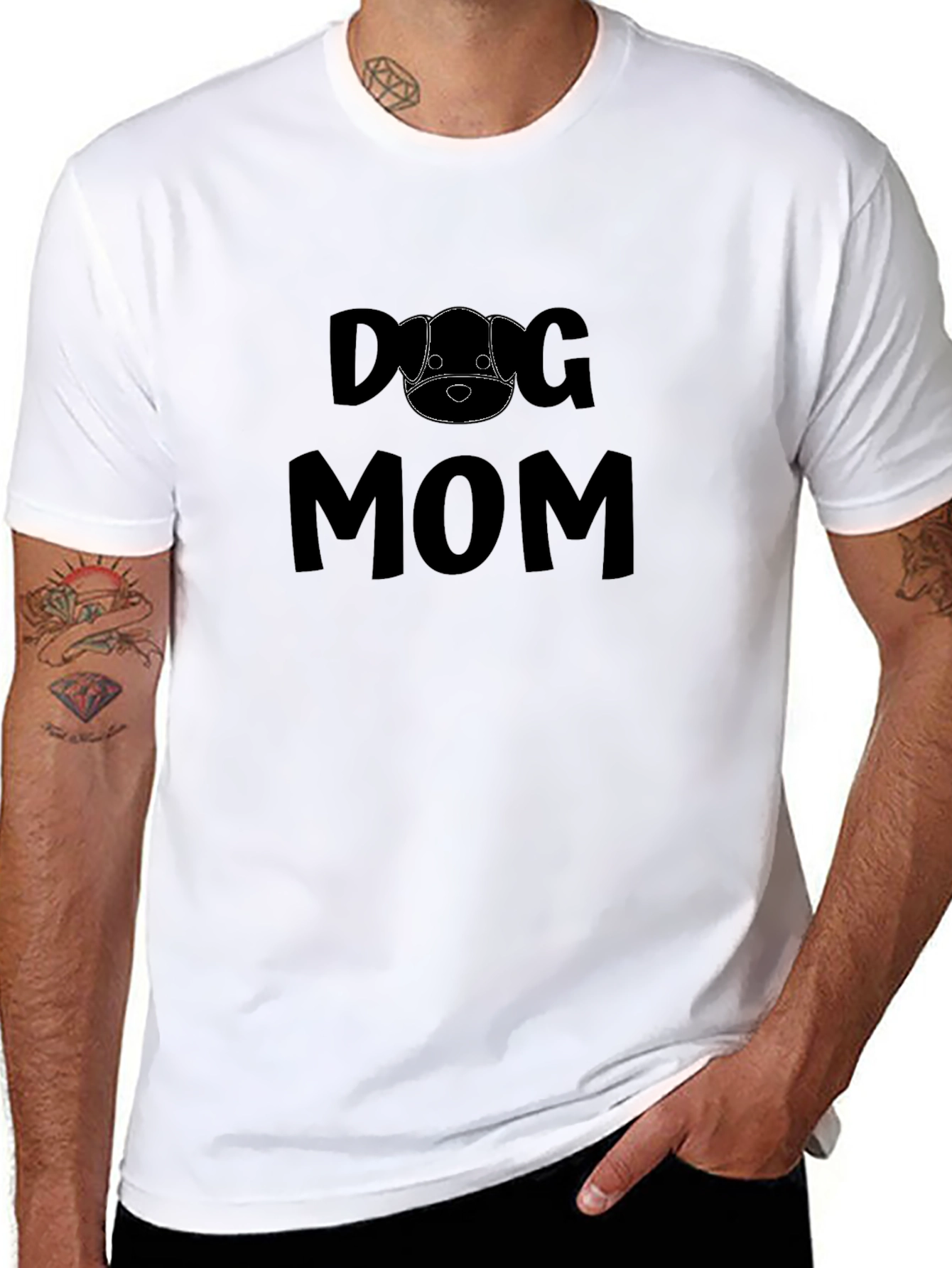 Black Dog Mom Black Graphic Tee - Soft Cotton Blend Casual Wear view 8