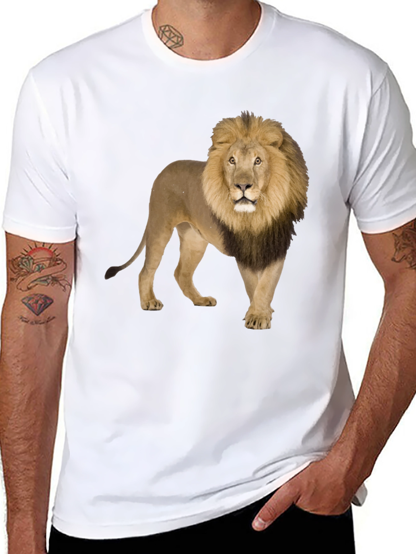Black Lion Graphic Print Crew Neck T-Shirt view 8