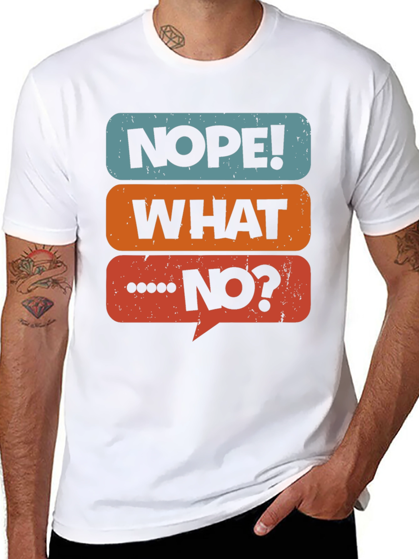 Black Nope! What No? Graphic Tee - Black Cotton Casual T-Shirt view 8
