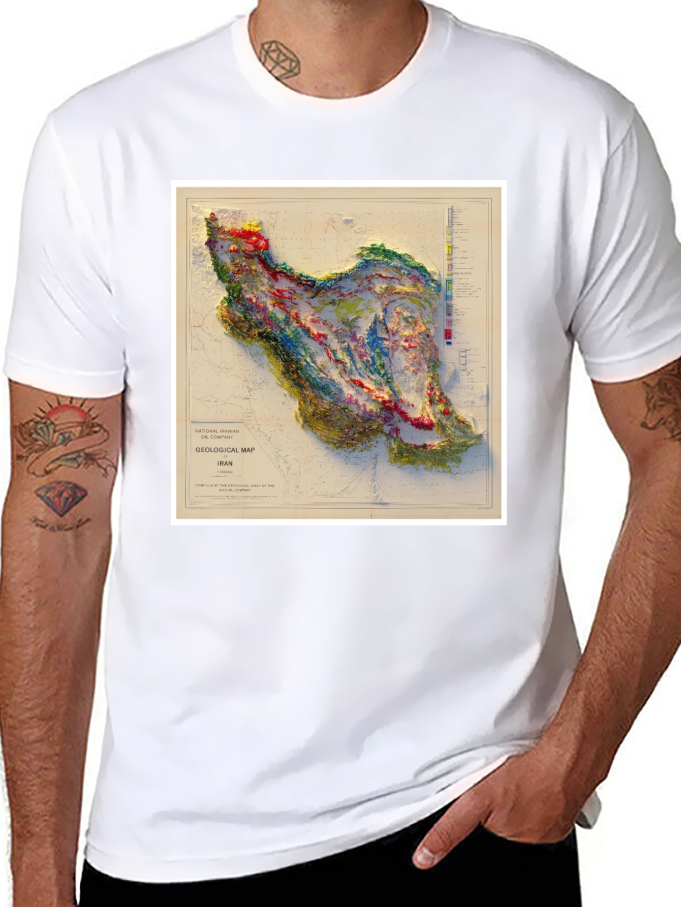 Black Iran Geological Map Graphic T-Shirt view 8