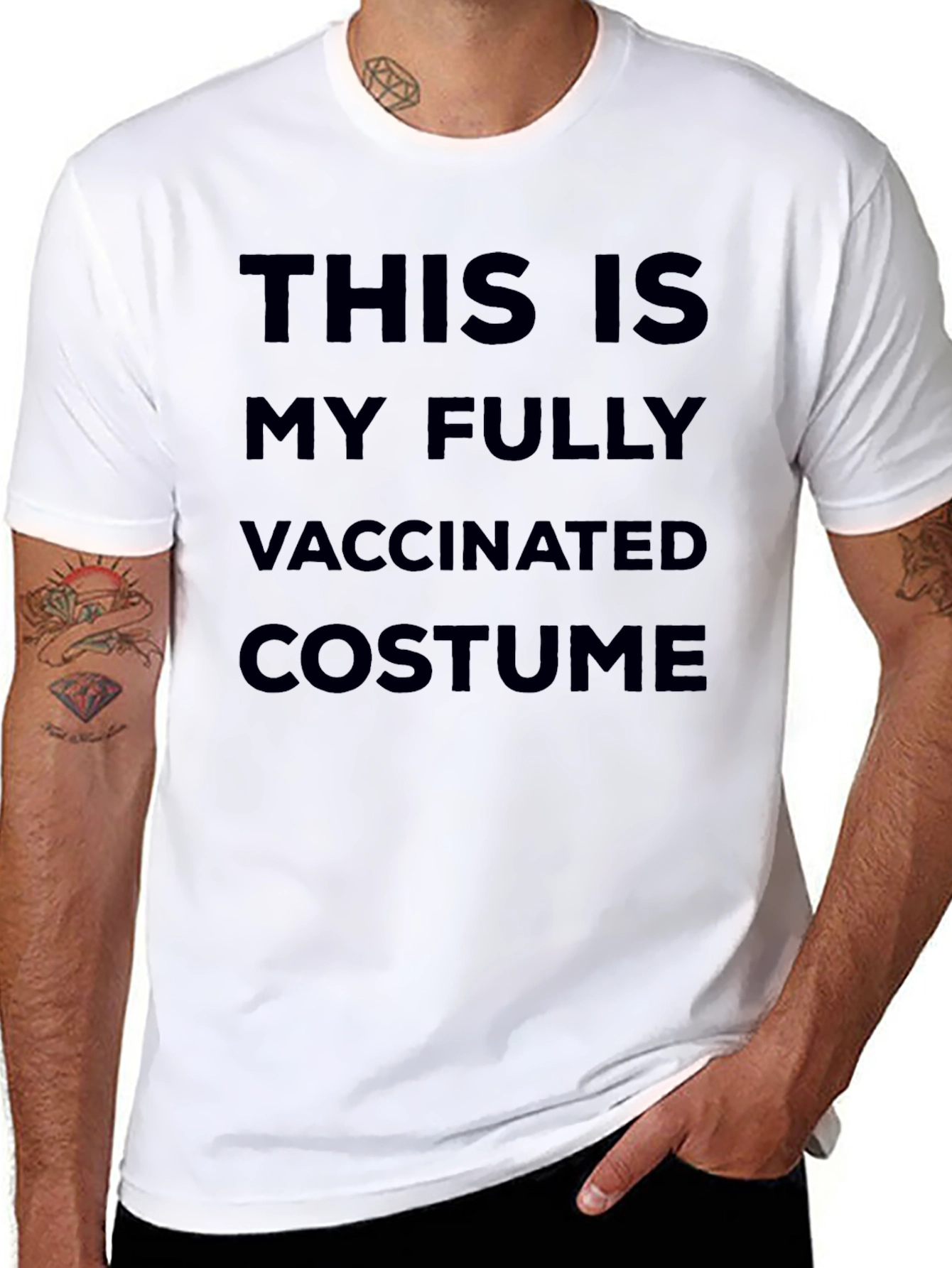 Black Fully Vaccinated Costume T-Shirt - Novelty Slogan Tee view 8