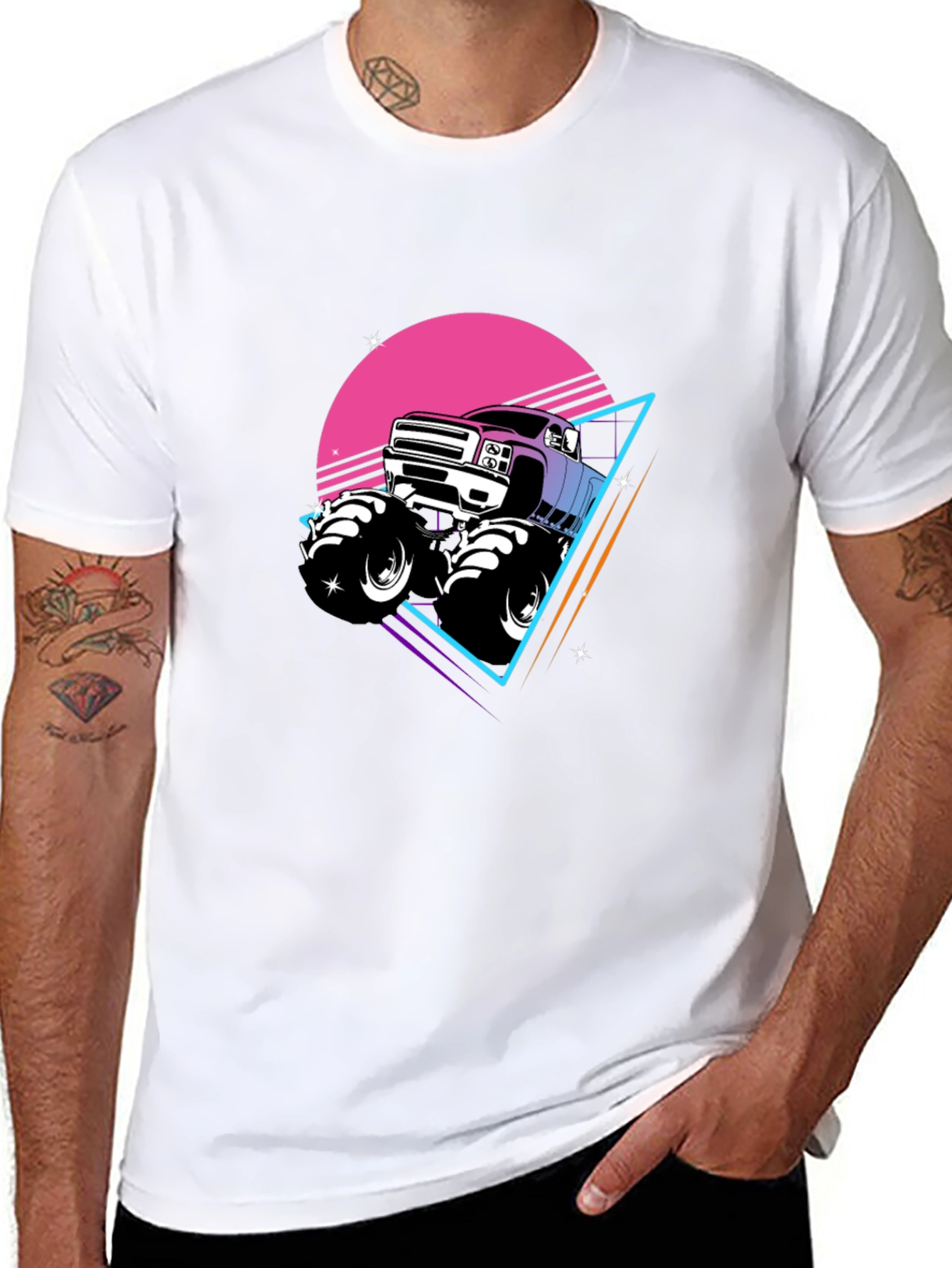 Black Retro Monster Truck Graphic Tee view 8