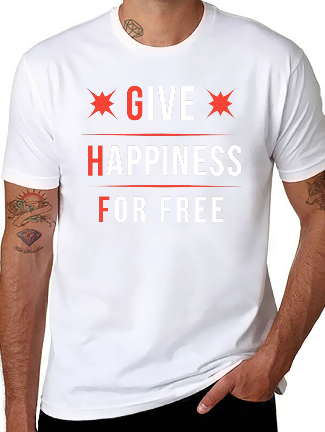 Black Give Happiness For Free Graphic Tee view 8
