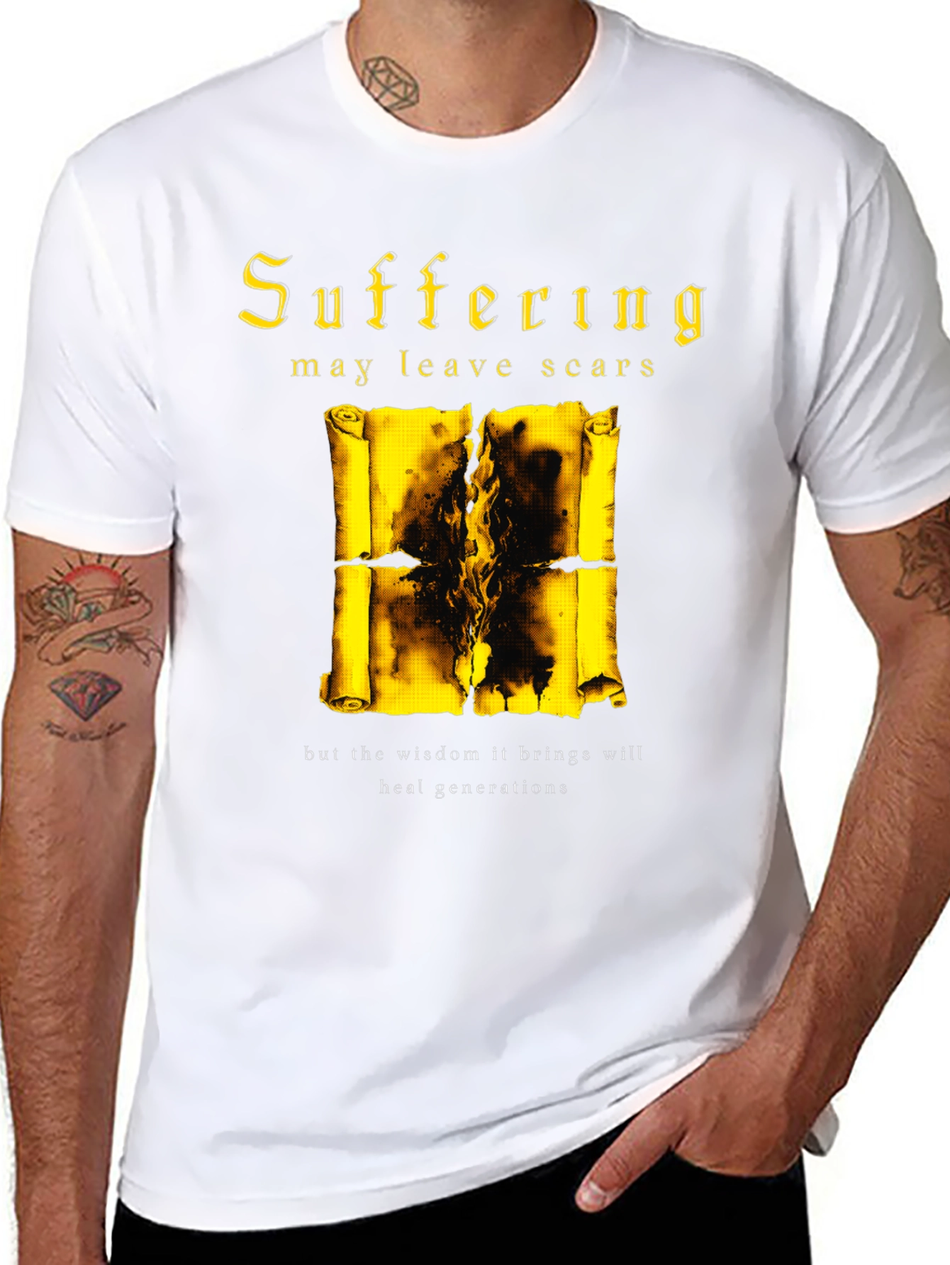 Black Suffering Wisdom Graphic Tee - Black Cotton Blend view 8