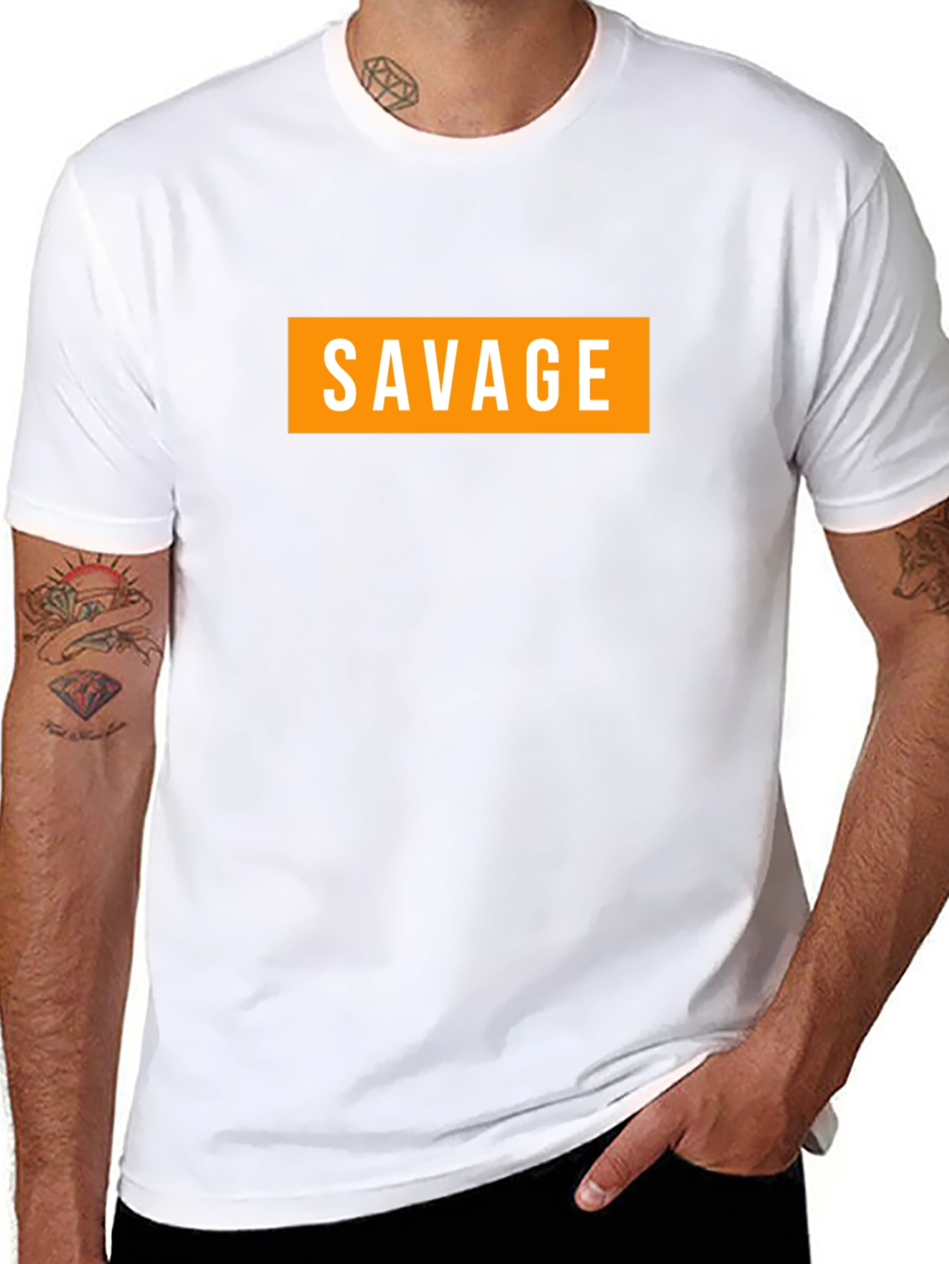Black Men's Savage Graphic Tee - Bold Streetwear Style view 8