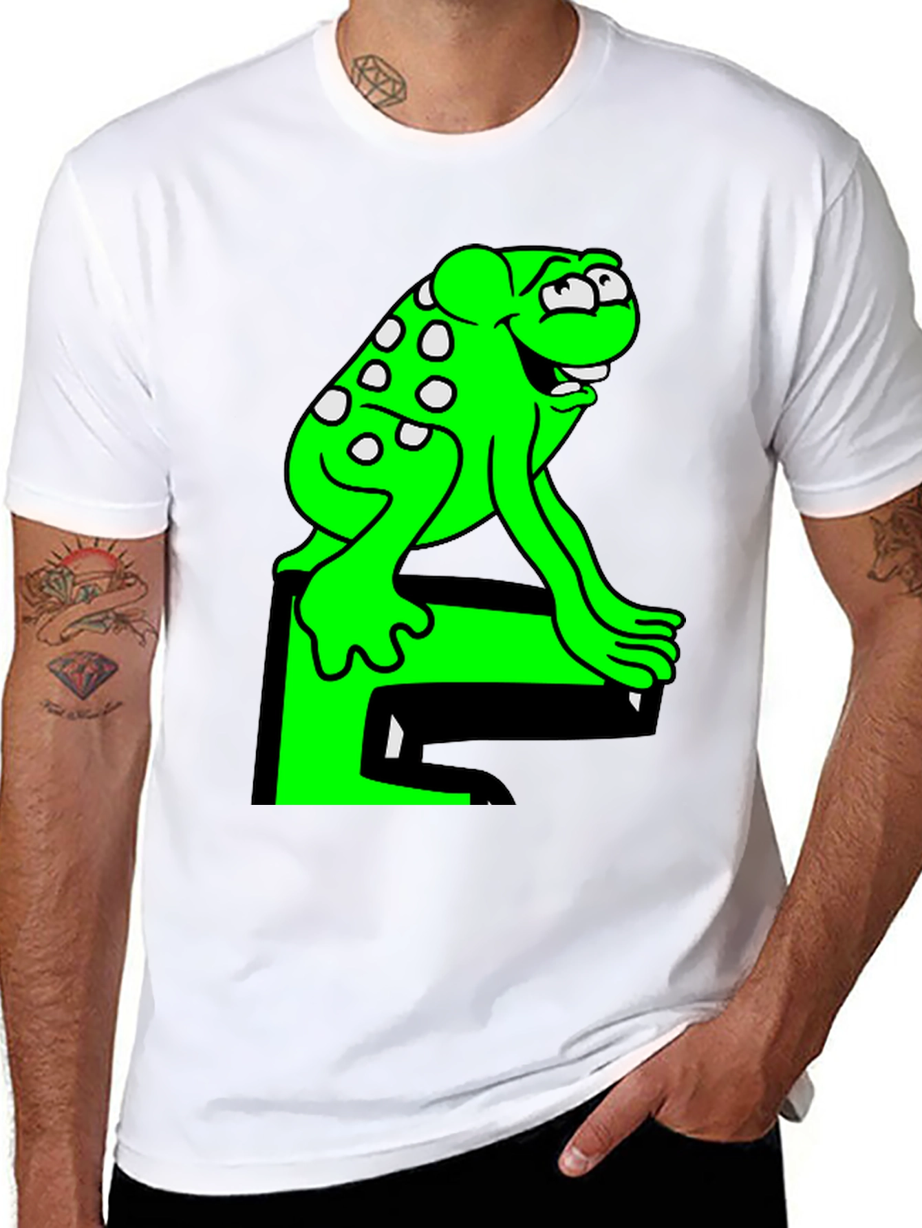 Black Fun Frog Graphic Tee - Black Cotton T-Shirt view 8