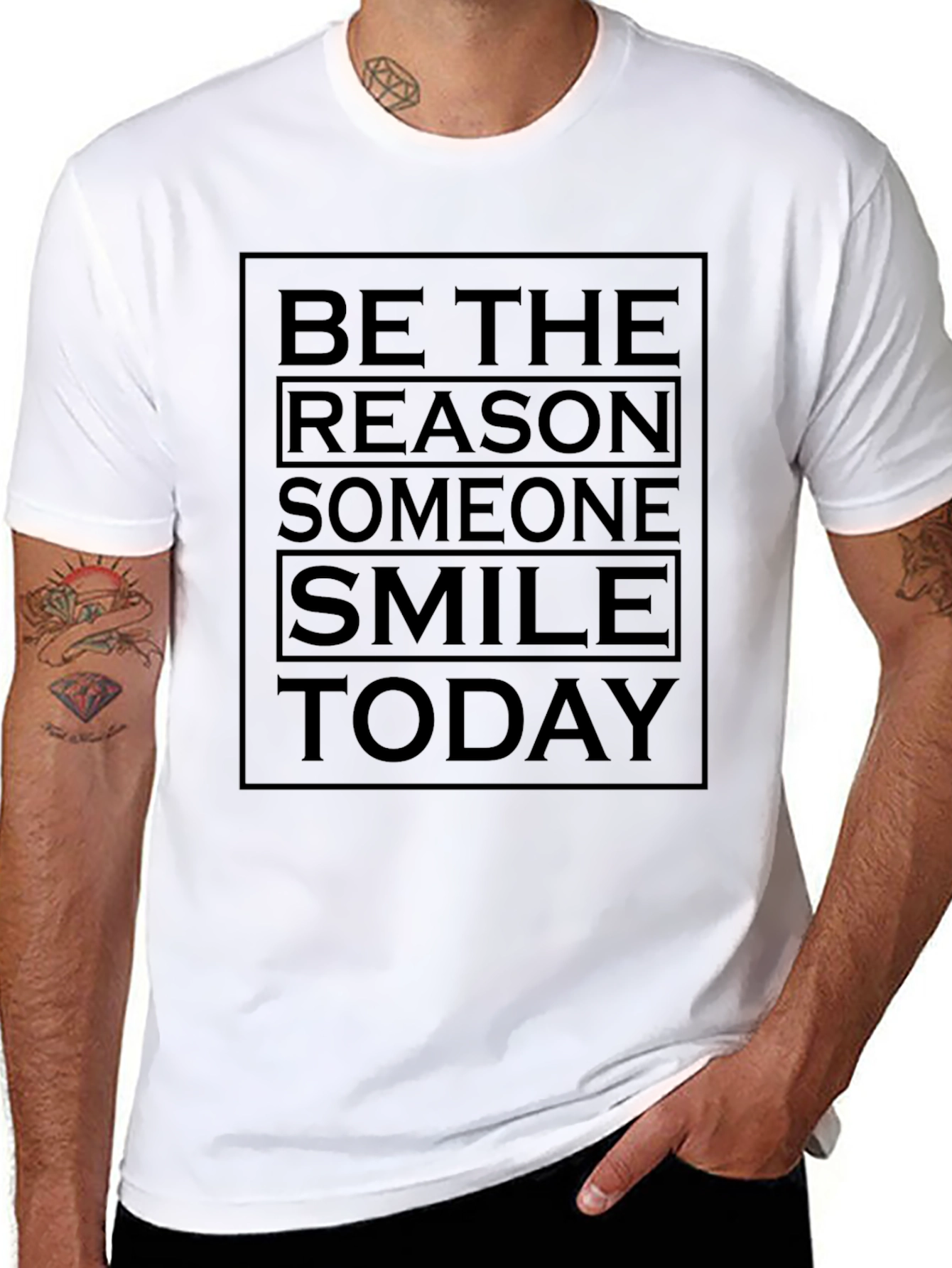 Black Be The Reason Smile Today Black Graphic Tee view 8