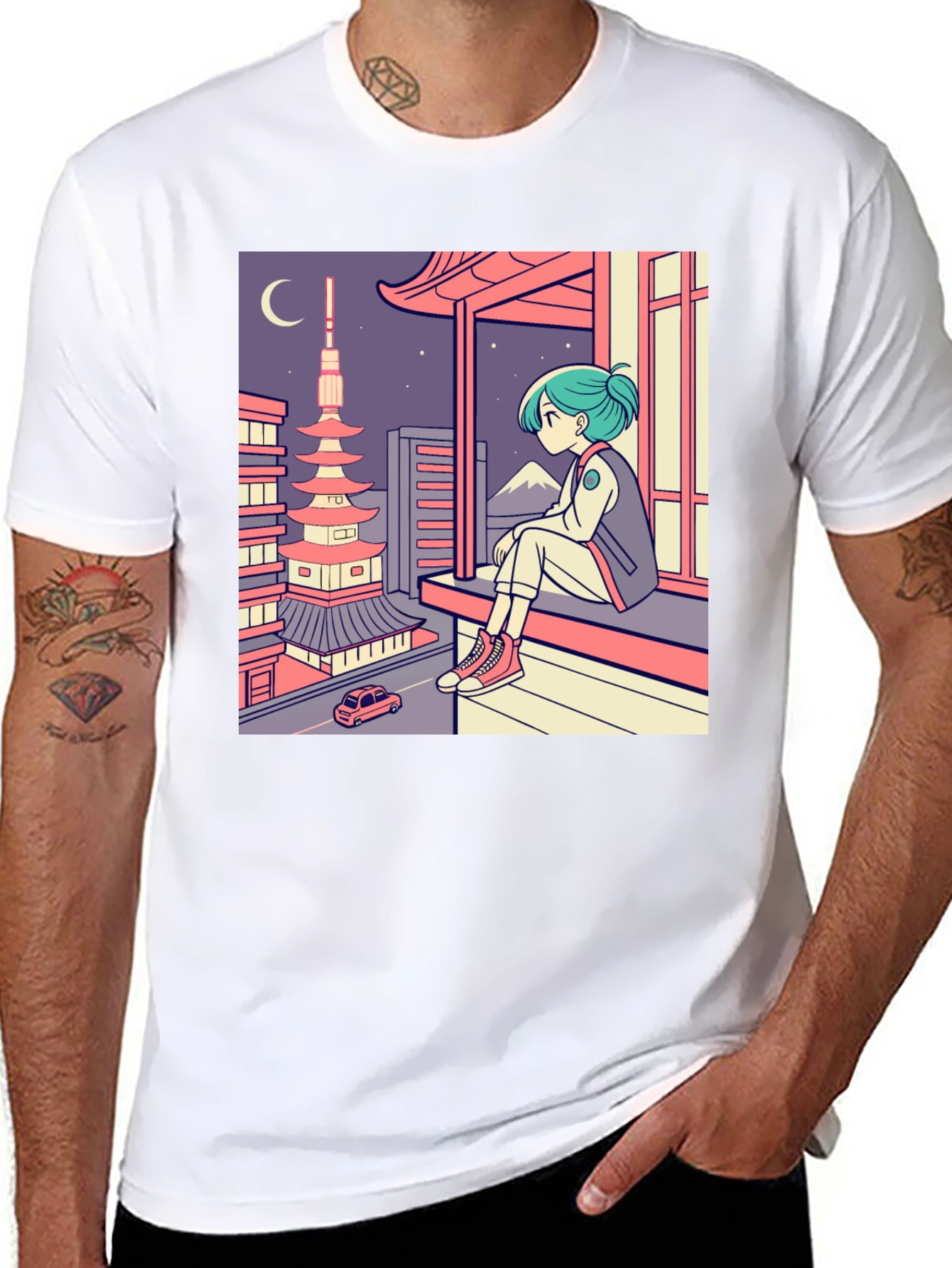 Anime Girl Japan Landscape T-Shirt - 8