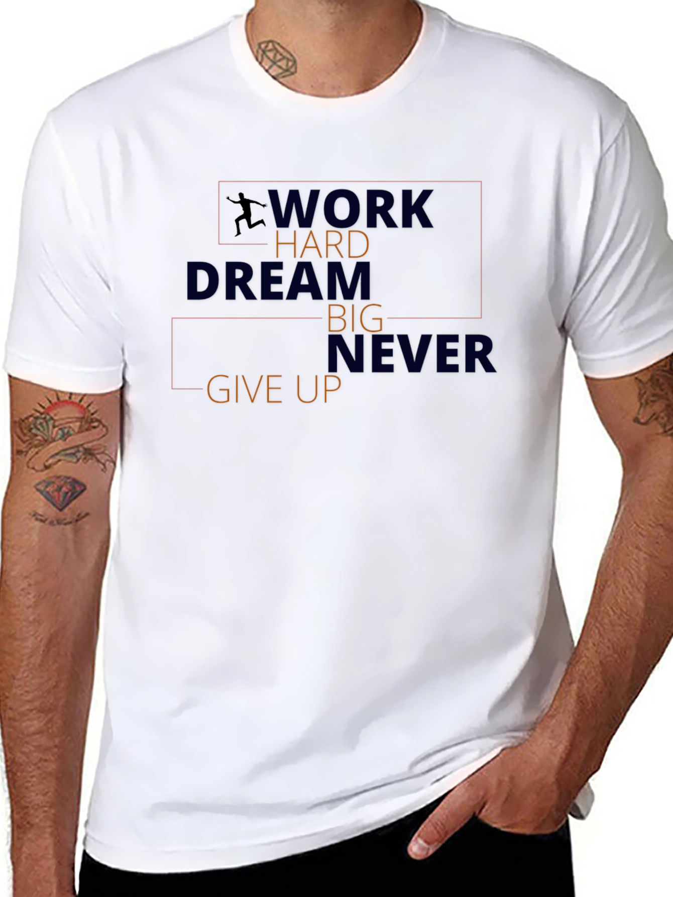 Black Motivational Black T-Shirt: Work Hard, Dream Big view 8
