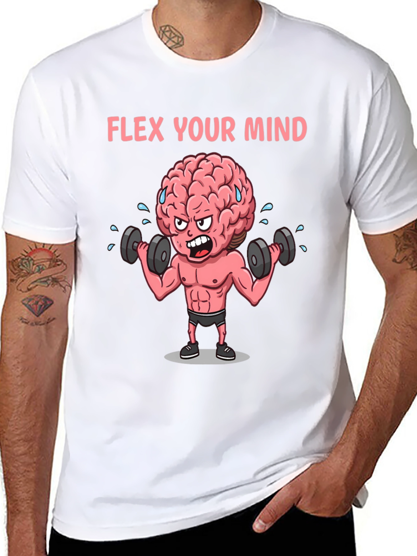 Black Flex Your Mind Graphic T-Shirt view 8