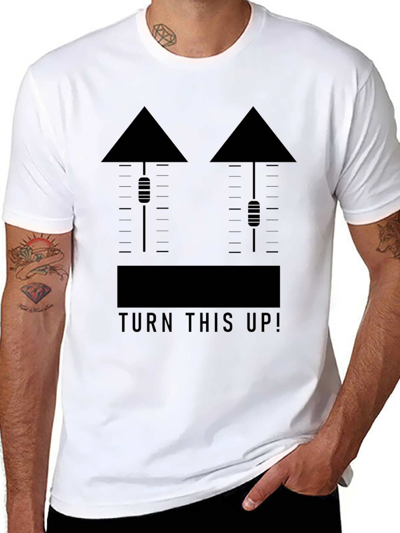 Black Turn This Up Graphic T-Shirt - Black Crew Neck Tee view 8