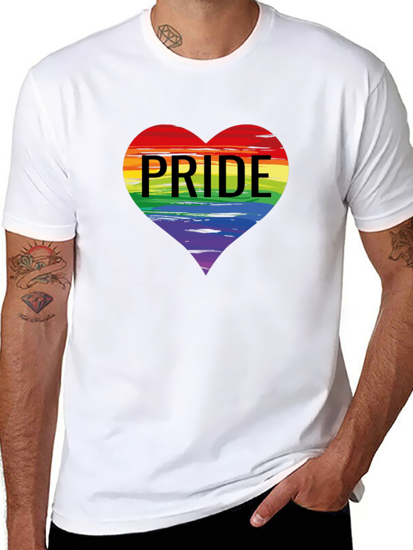 Black Pride Heart Graphic T-Shirt - Black Crew Neck Tee view 8