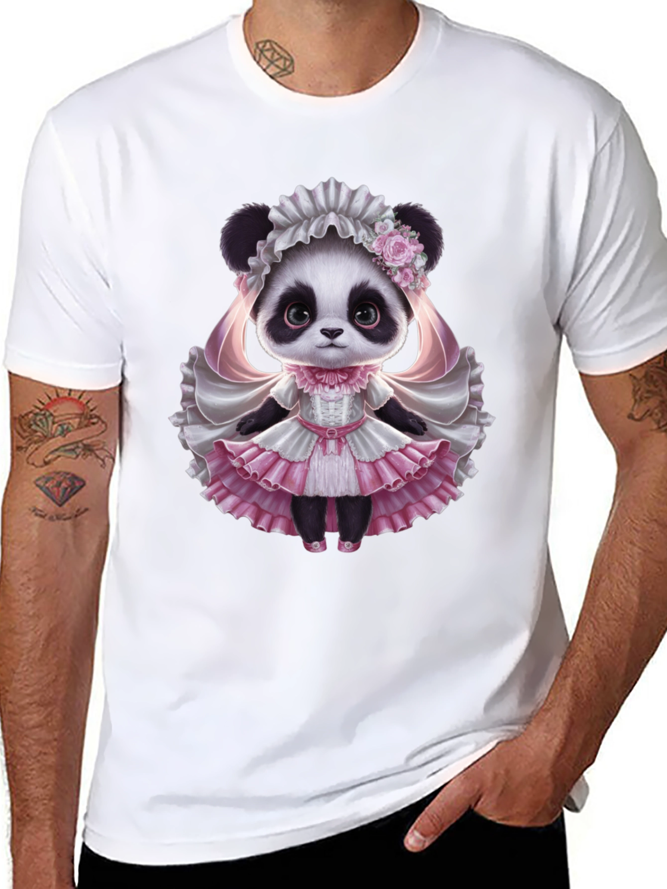 Black Panda Princess T-Shirt - Cute Animal Graphic Tee view 8