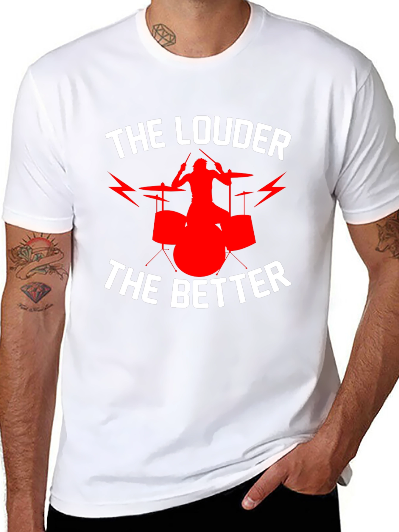 Black The Louder The Better Drummer T-Shirt view 8