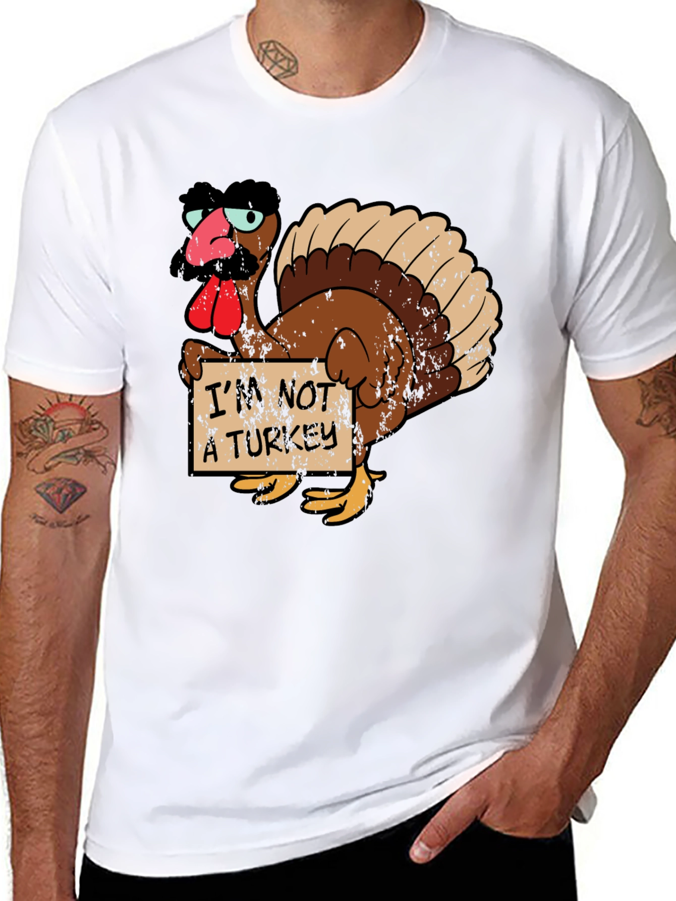 Black Funny Turkey in Disguise T-Shirt - Thanksgiving Humor view 8