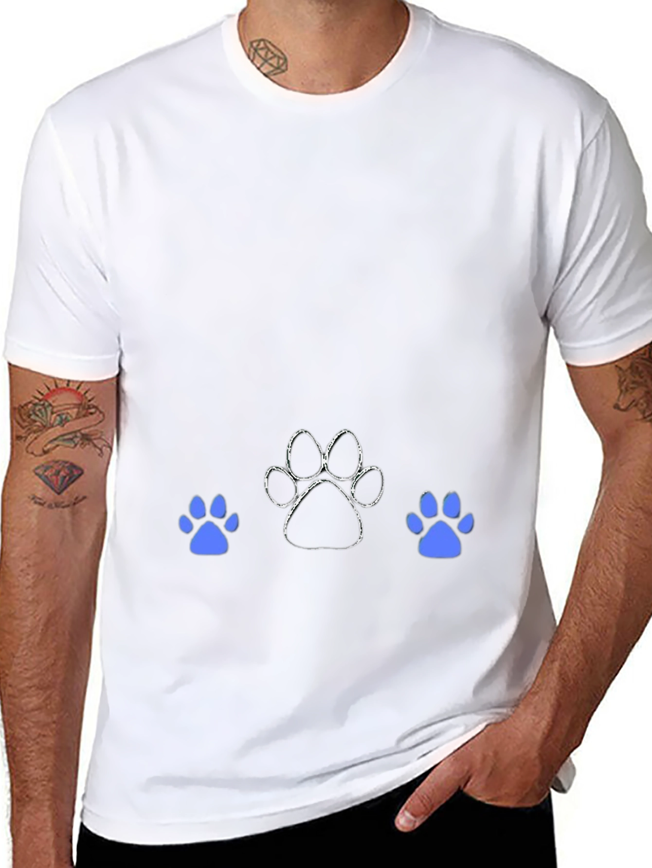 Black Dog Paw Print Graphic T-Shirt view 8