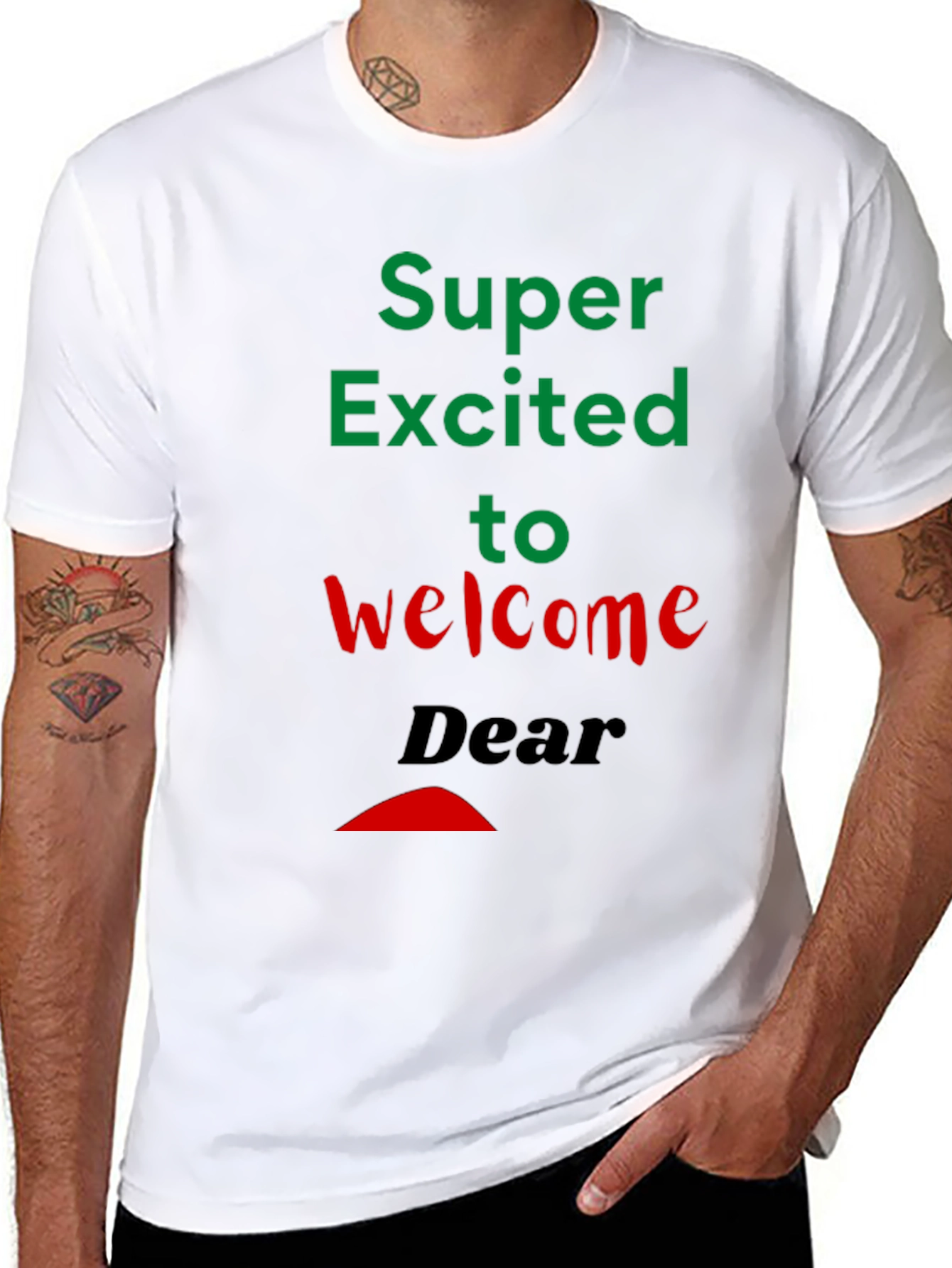 Black Super Excited Welcome T-Shirt view 8