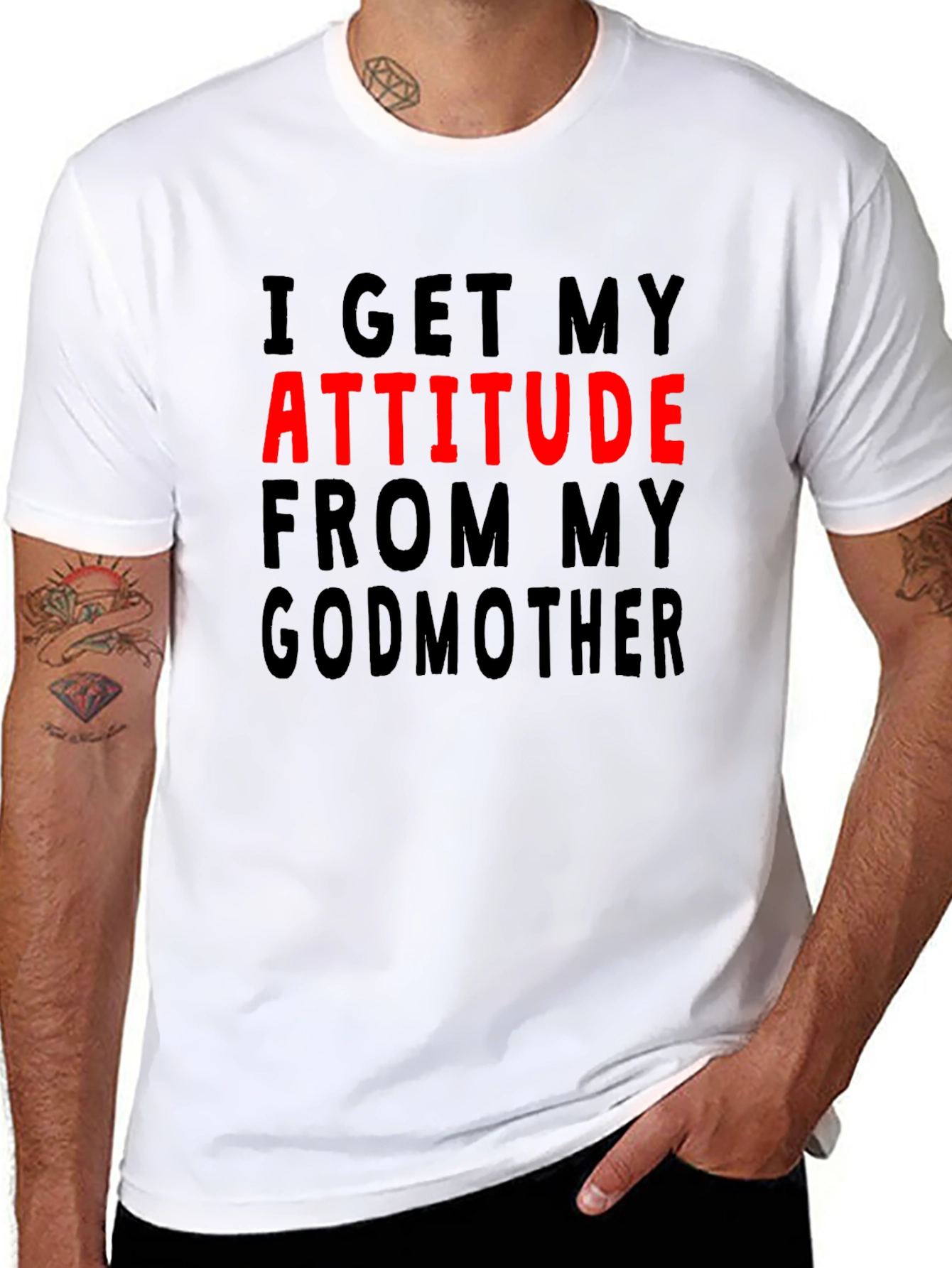 Black Attitude From My Godmother Graphic T-Shirt view 8
