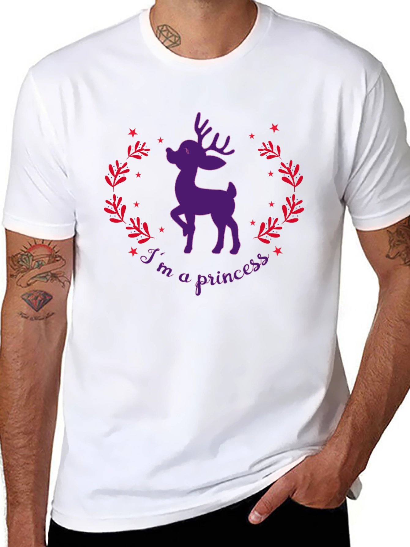 Black I'm a Princess Deer Graphic T-Shirt view 8