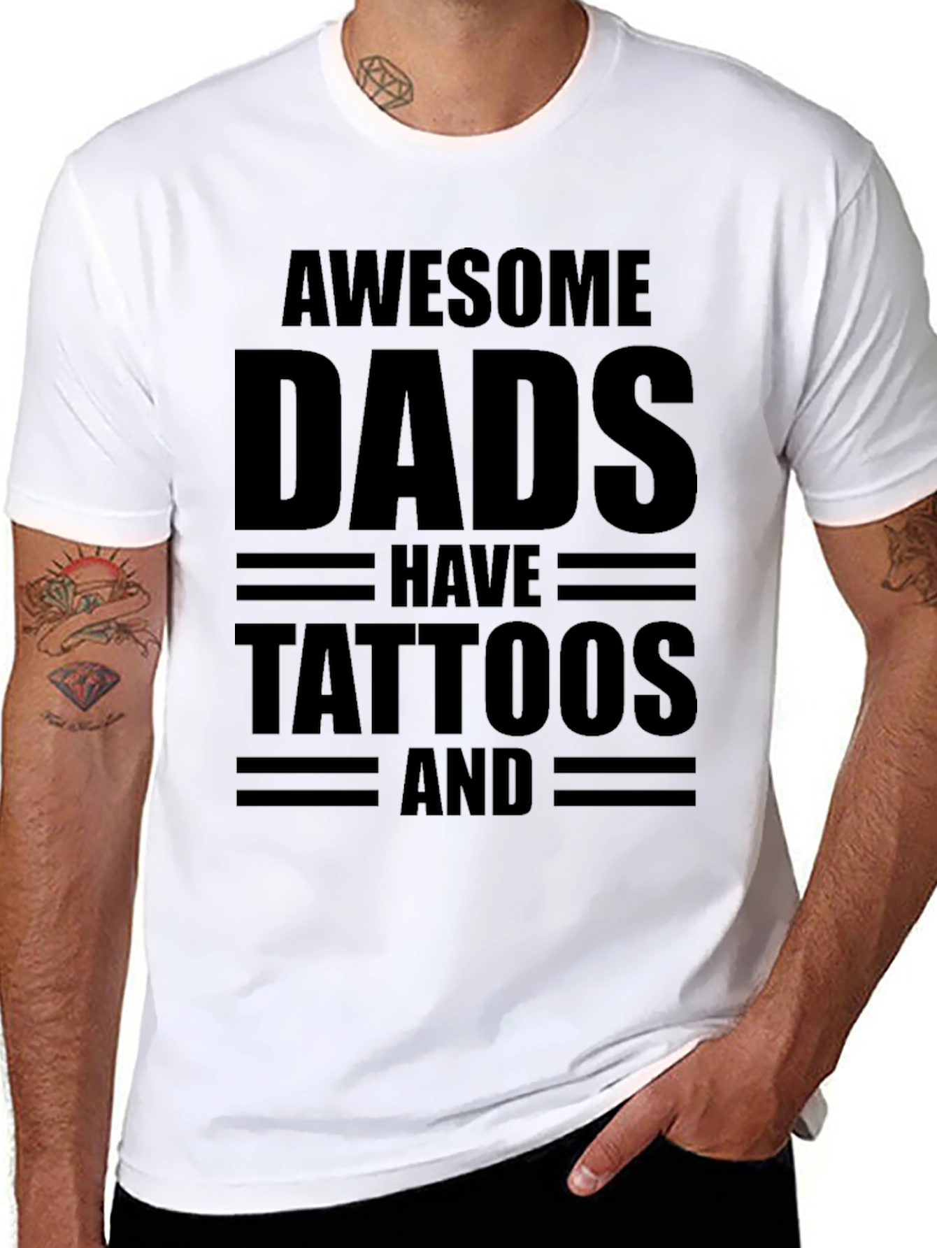 Black Awesome Dads Have Tattoos T-Shirt view 8