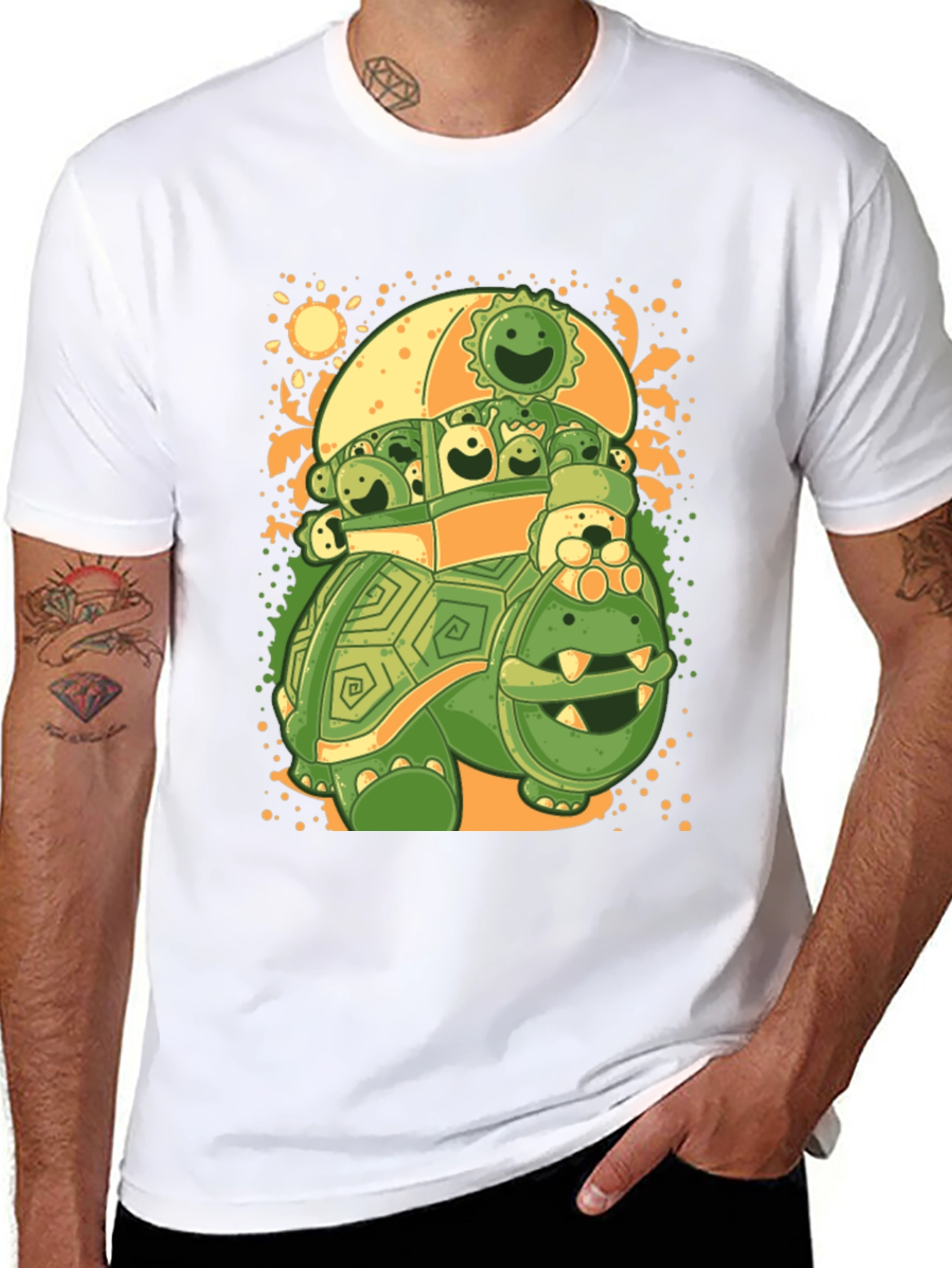 Black Turtle with Friends Graphic T-Shirt view 8