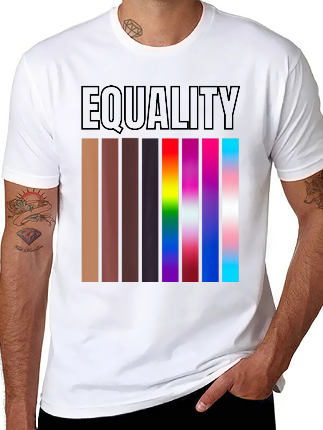 Black Equality T-Shirt Diverse Skin Tones & LGBTQ+ Pride view 8