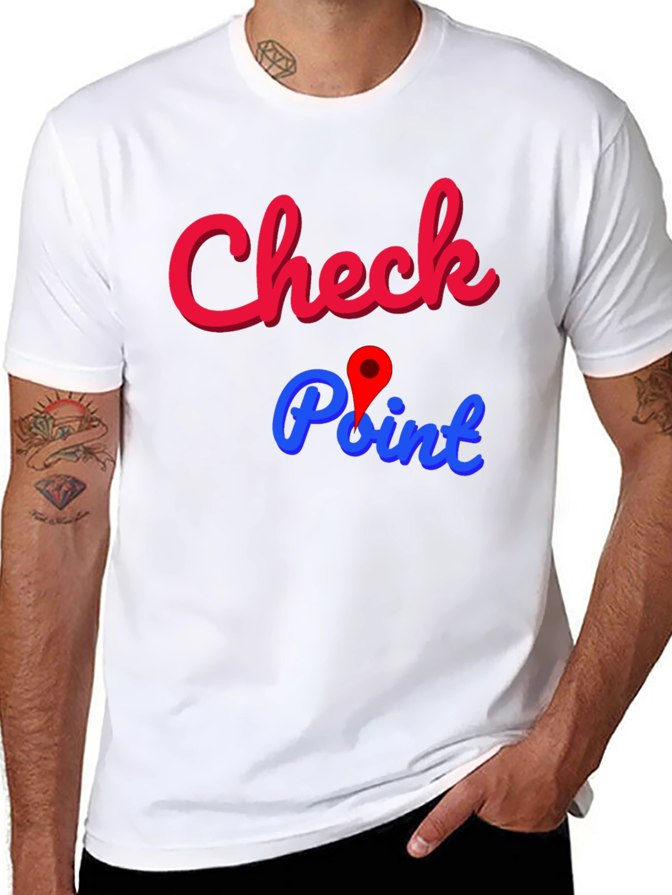 Black Check Point Graphic Tee - Stylish Cotton Blend view 8