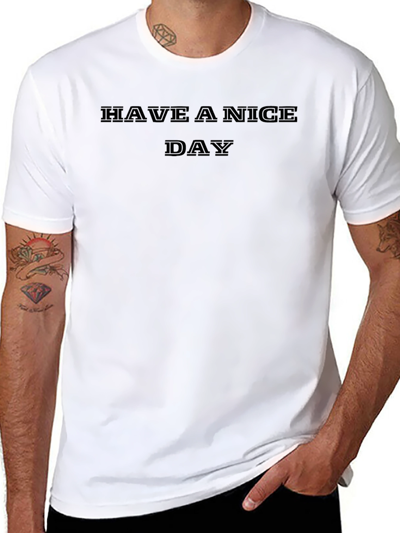 Black Have A Nice Day Black T-Shirt view 8