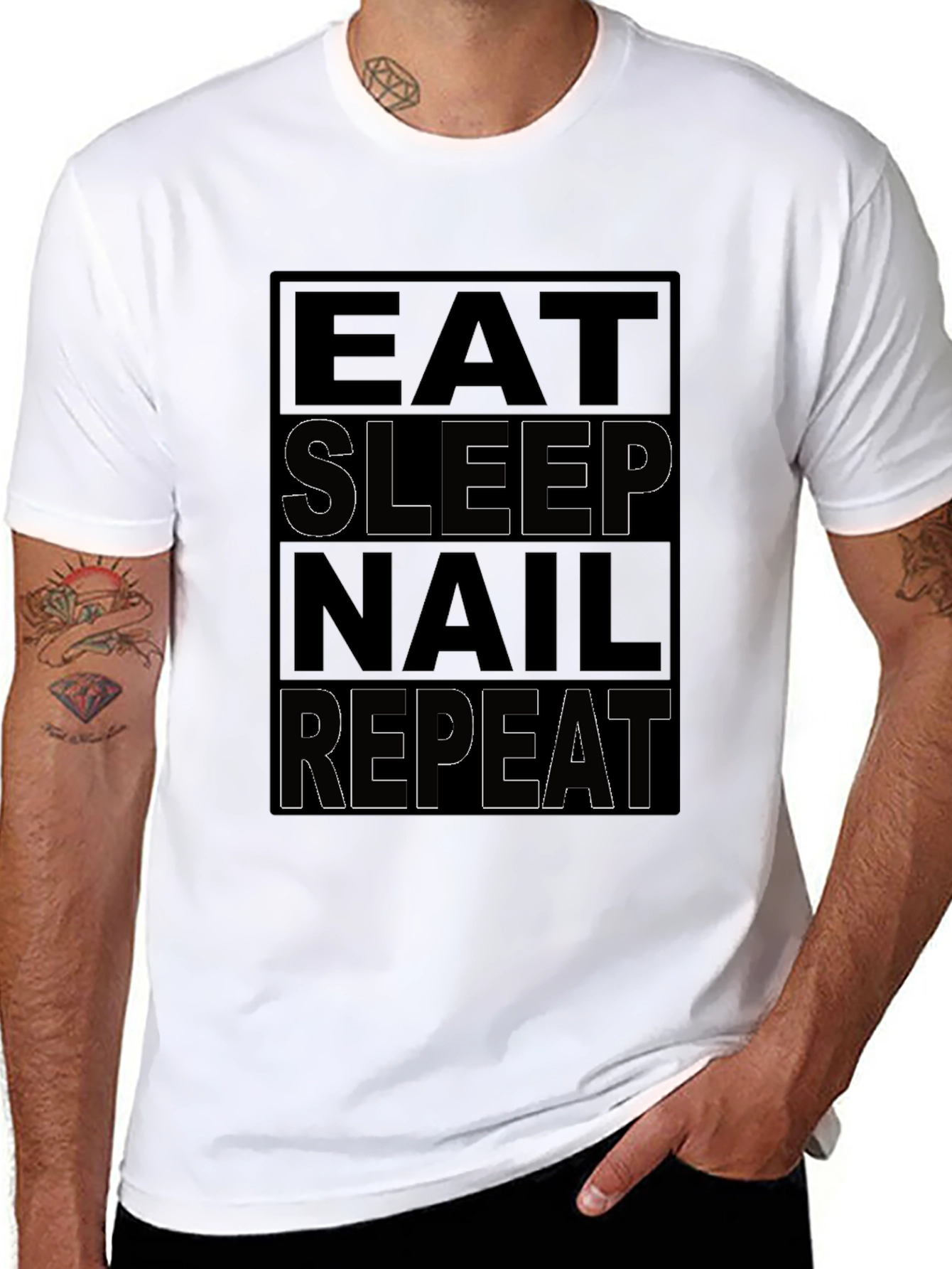 Black Eat Sleep Nail Repeat Black T-Shirt view 8