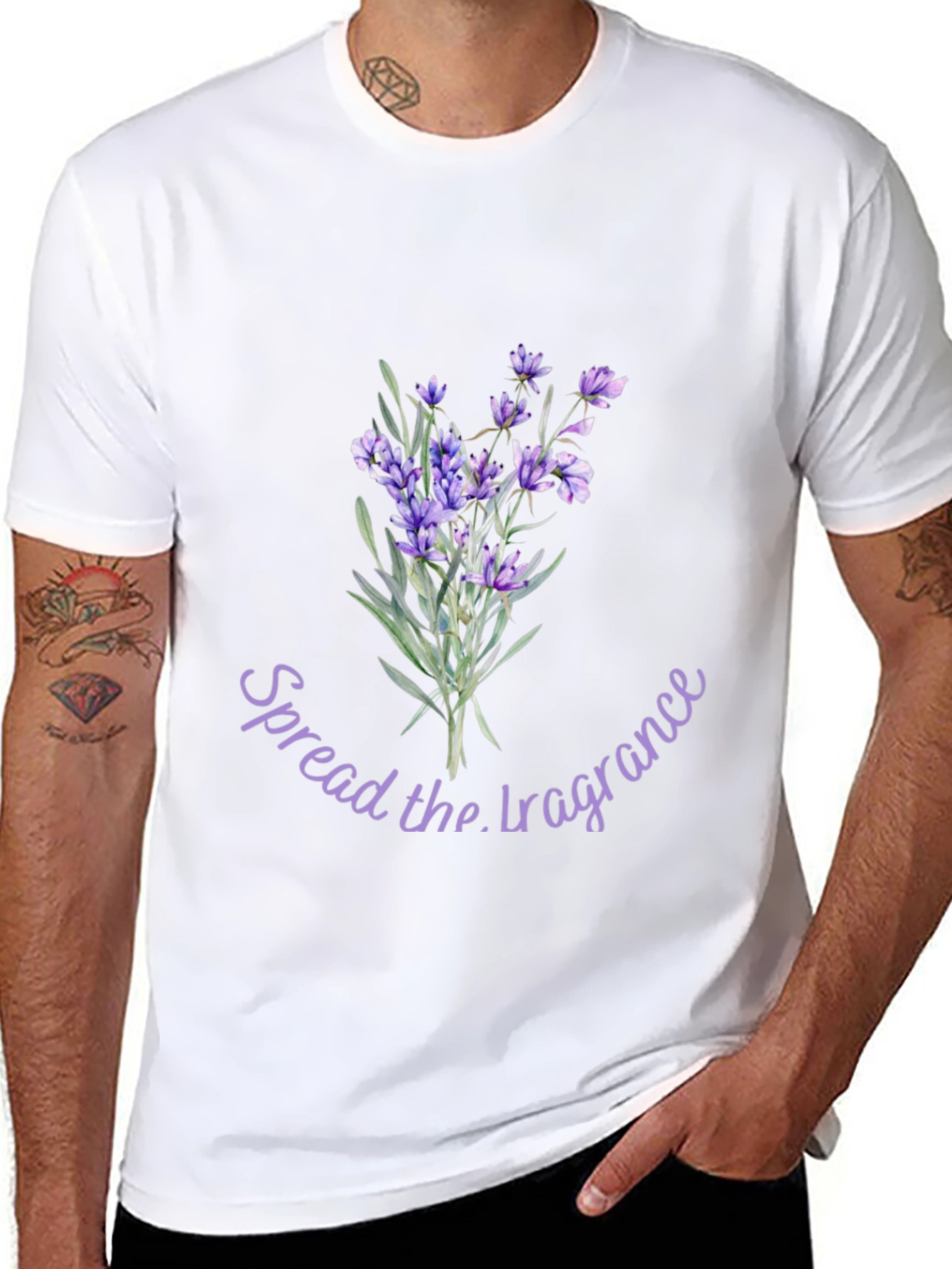 Black Floral Lavender 'Spread the Fragrance' Graphic T-Shirt view 8