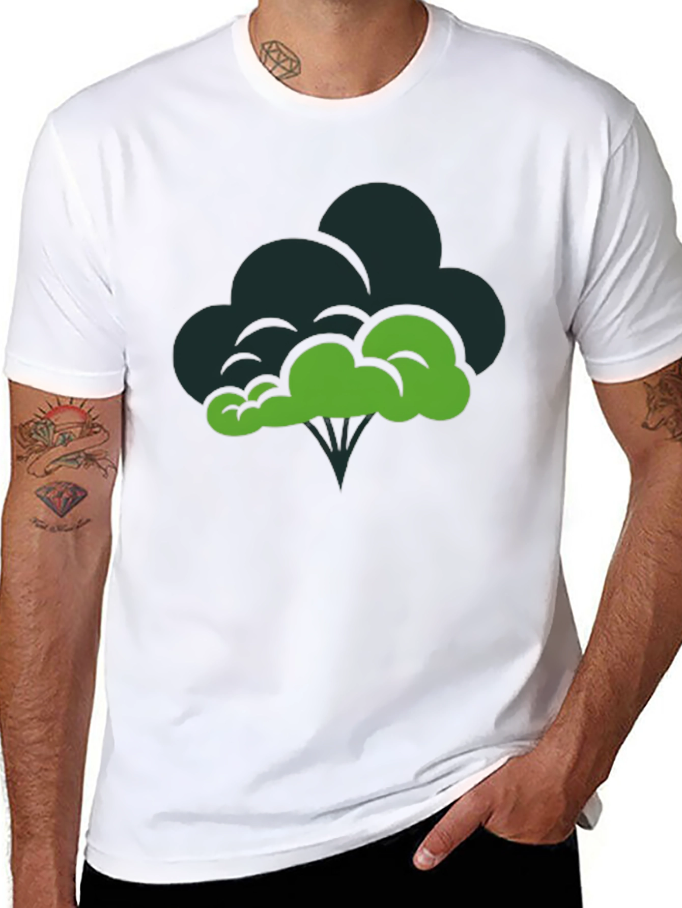 Black Broccoli Graphic Tee - Funny Veggie T-Shirt view 8
