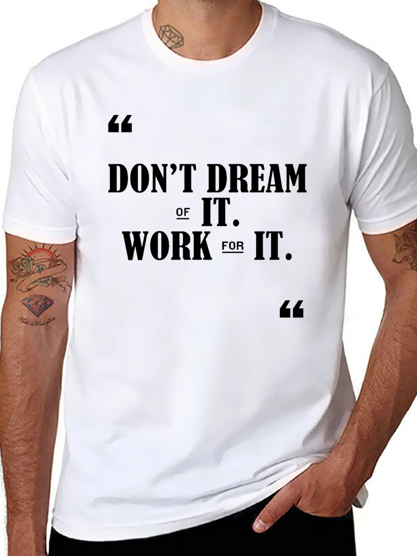 Black Motivational Black T-Shirt: Don't Dream, Work view 8